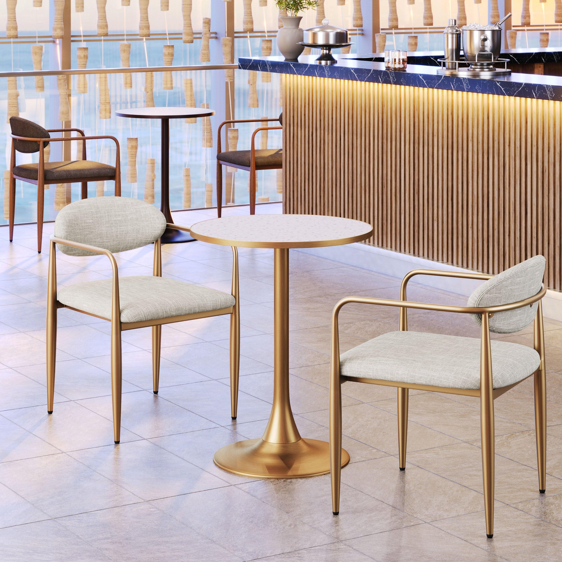 Bite Bistro Table Beige & Gold - Disselt Designs