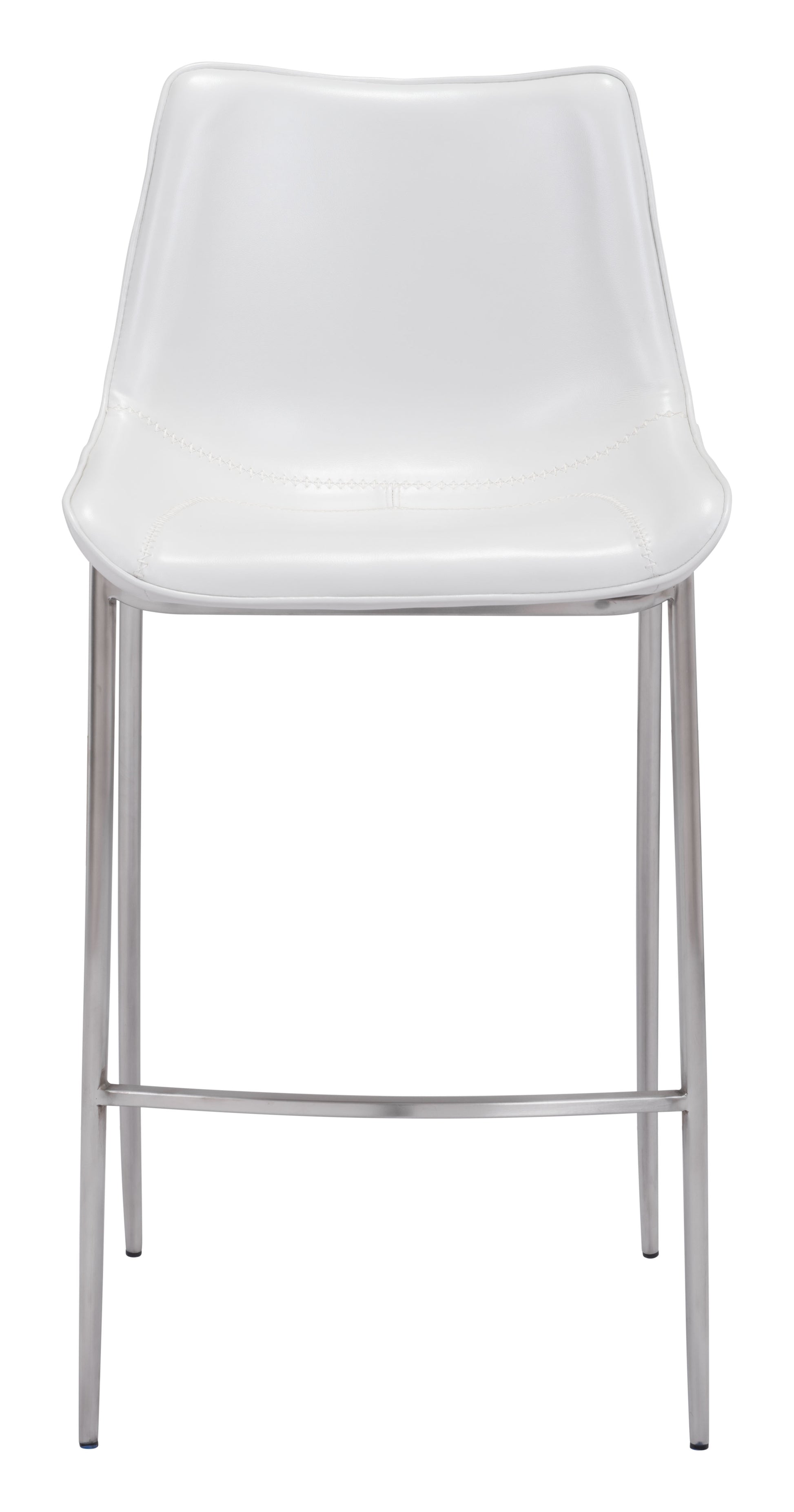 Magnus Barstool (Set of 2) White & Silver - Disselt Designs