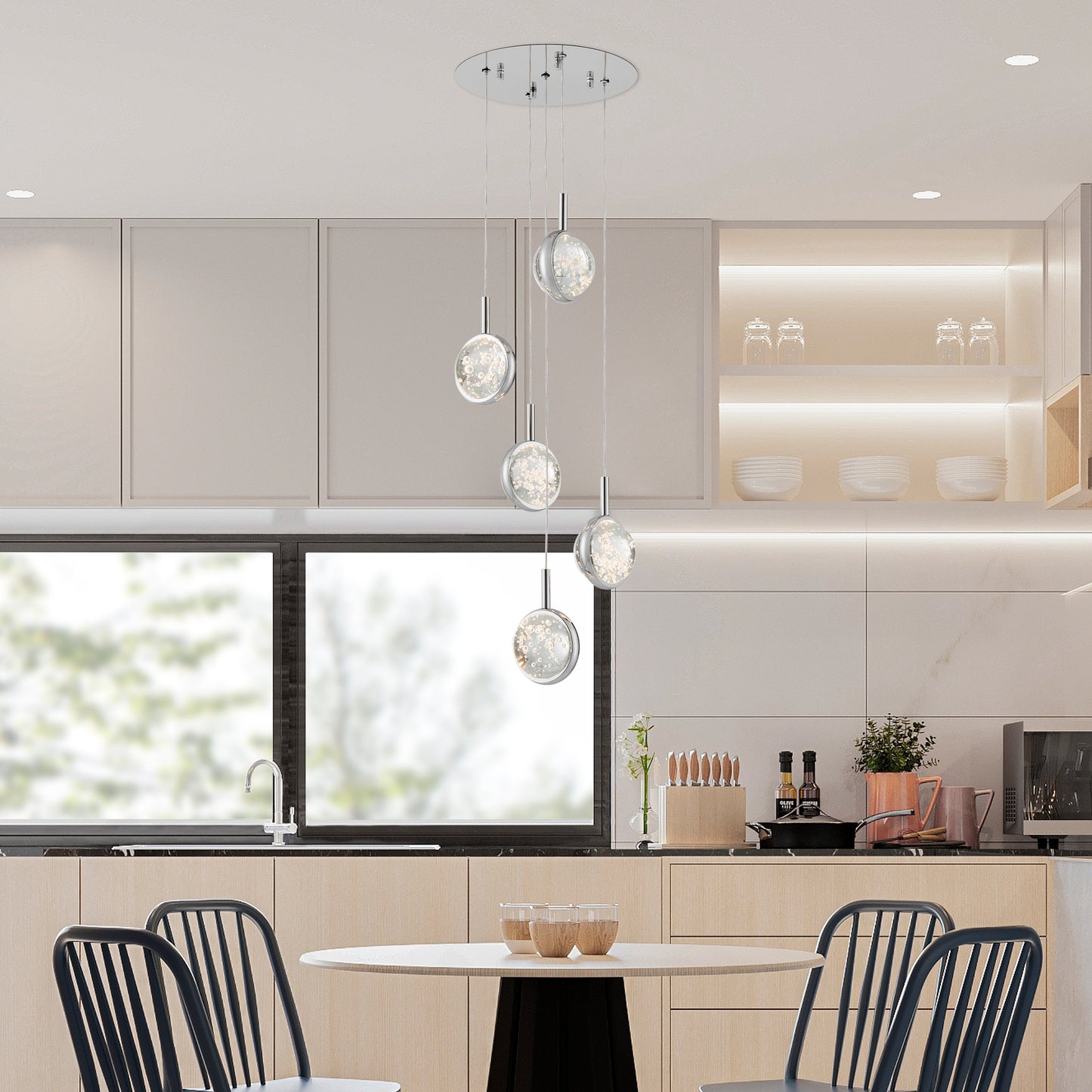 Bubbling Glow Round Chandelier // Chrome - Disselt Designs