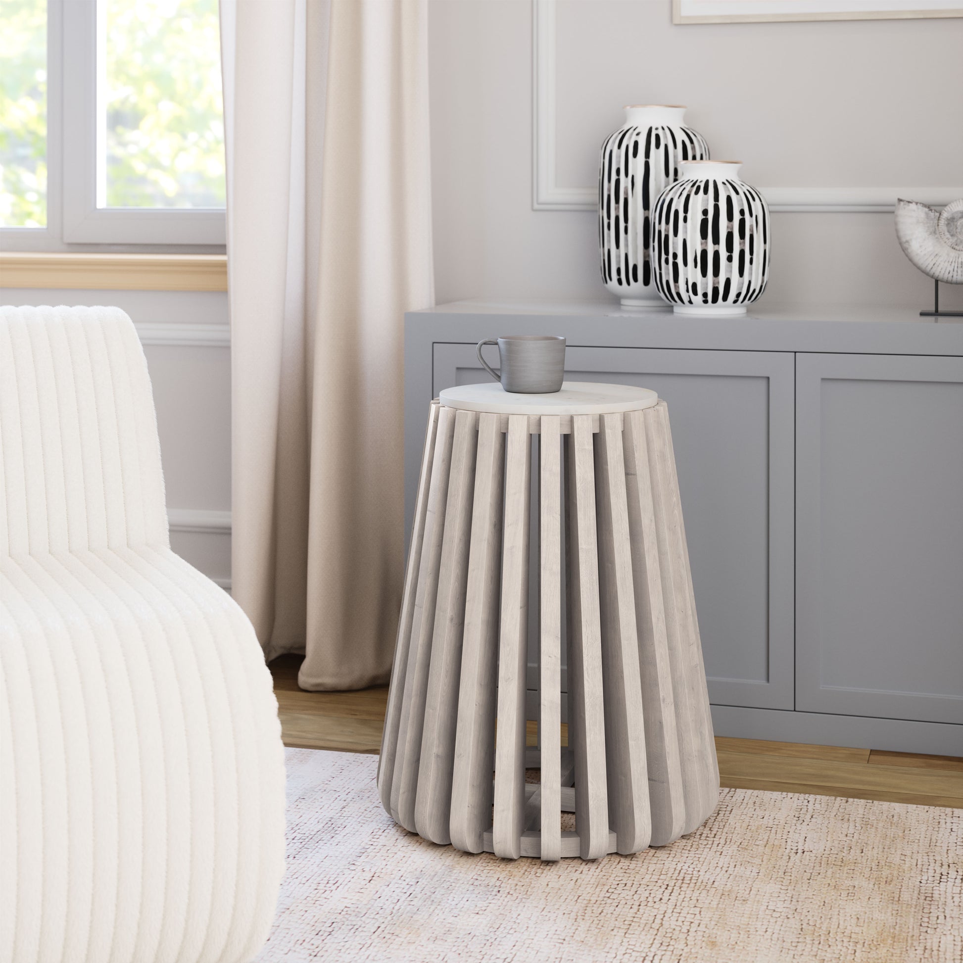 Cyprus Side Table White & Whitewashed - Disselt Designs