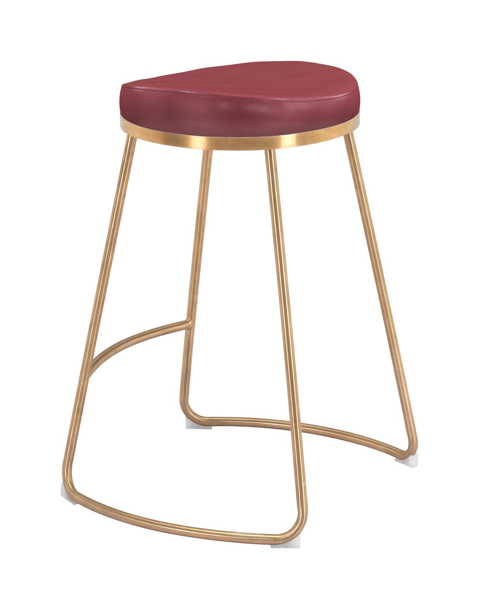 Bree Counter Stool (Set of 2) Burgundy & Gold - Disselt Designs