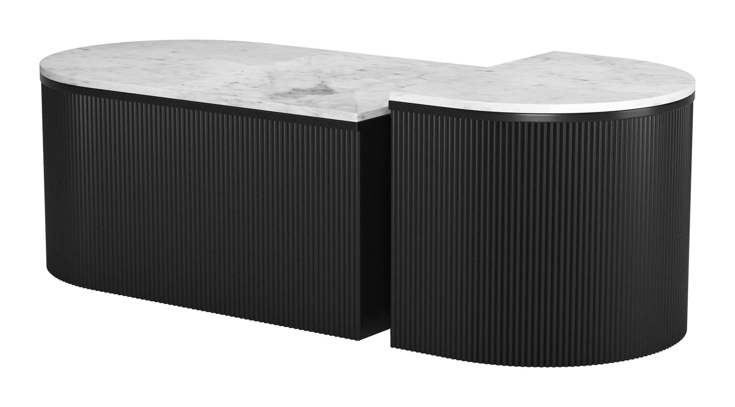 Ormara Coffee Table Set (2-Piece) White & Black - Disselt Designs