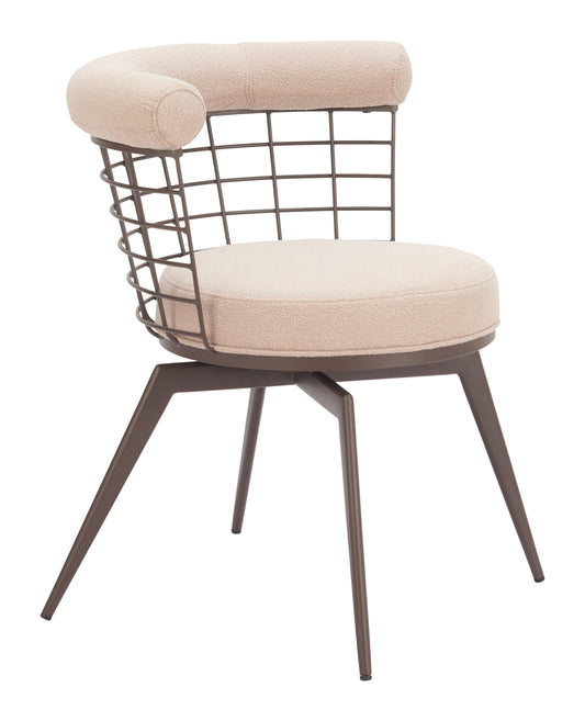 Saku Swivel Dining Chair Beige & Brown - Disselt Designs