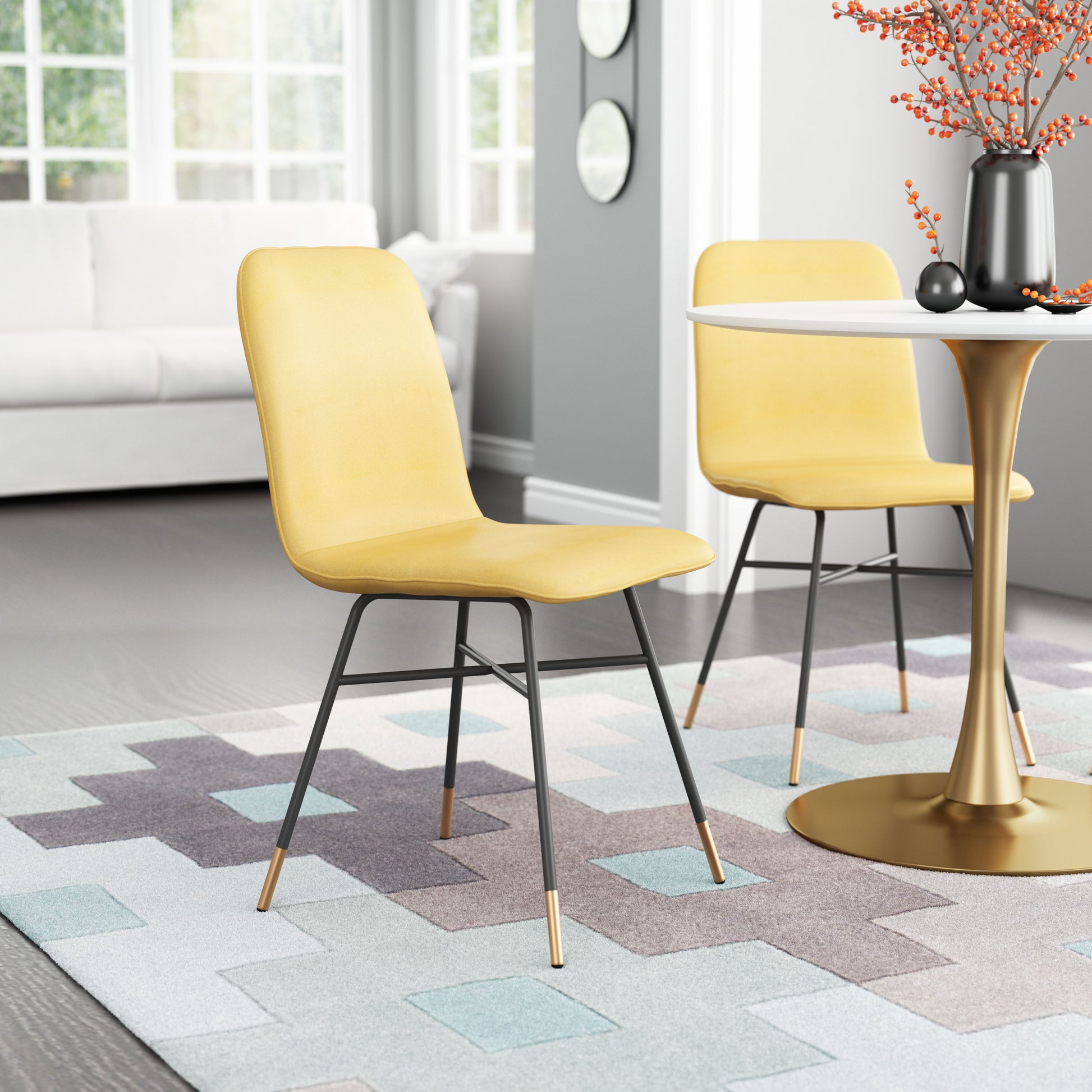 Var Dining Chair (Set of 2) Yellow - Disselt Designs