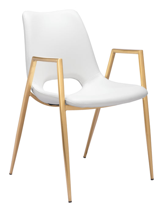 Desi Dining Chair (Set of 2) White & Gold - Disselt Designs