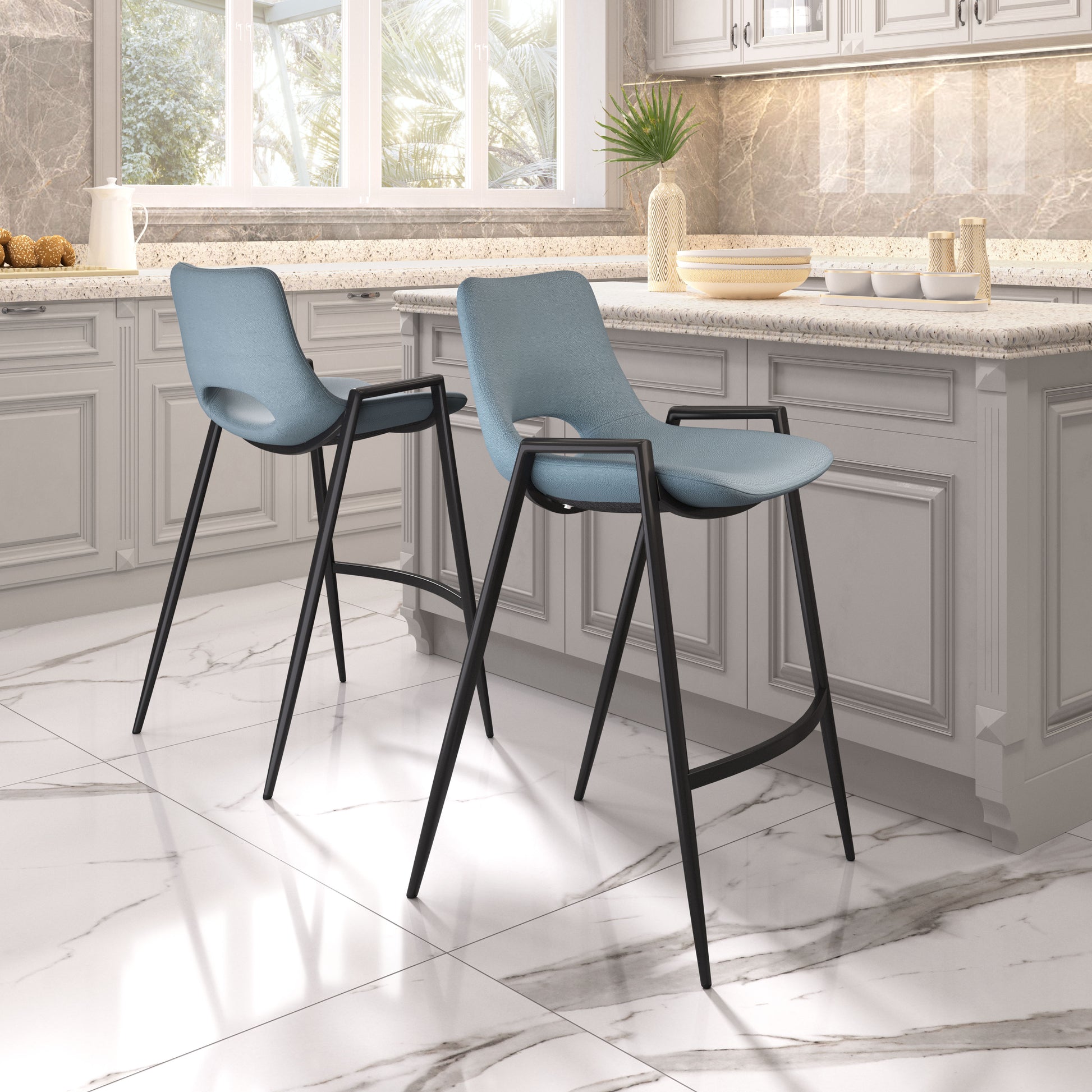 Desi Counter Stool (Set of 2) Azure Gray - Disselt Designs