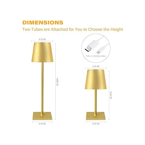 Beam Column Rechargeable Table Lamp // Gold - Disselt Designs