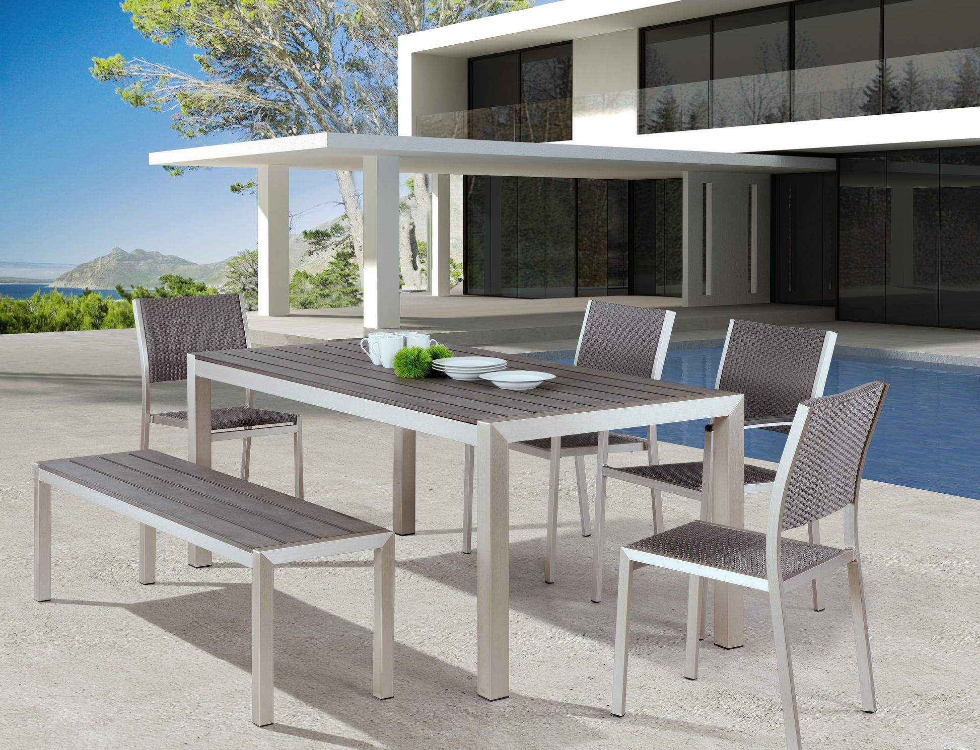 Metropolitan Double Bench Gray & Silver - Disselt Designs