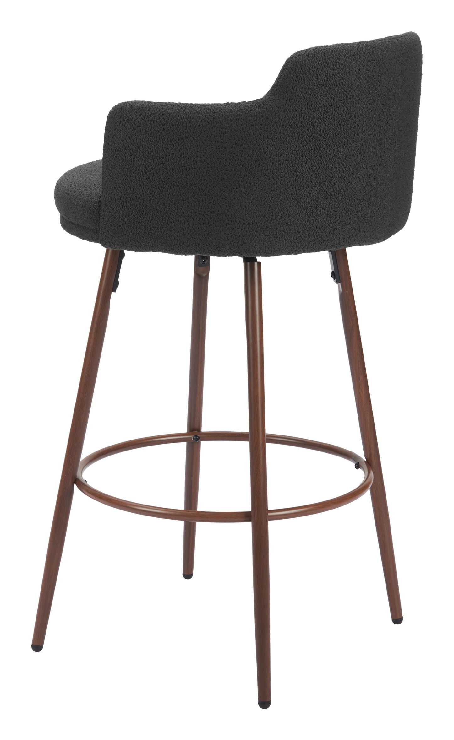 Kono Swivel Barstool (Set of 2) Black & Walnut - Disselt Designs