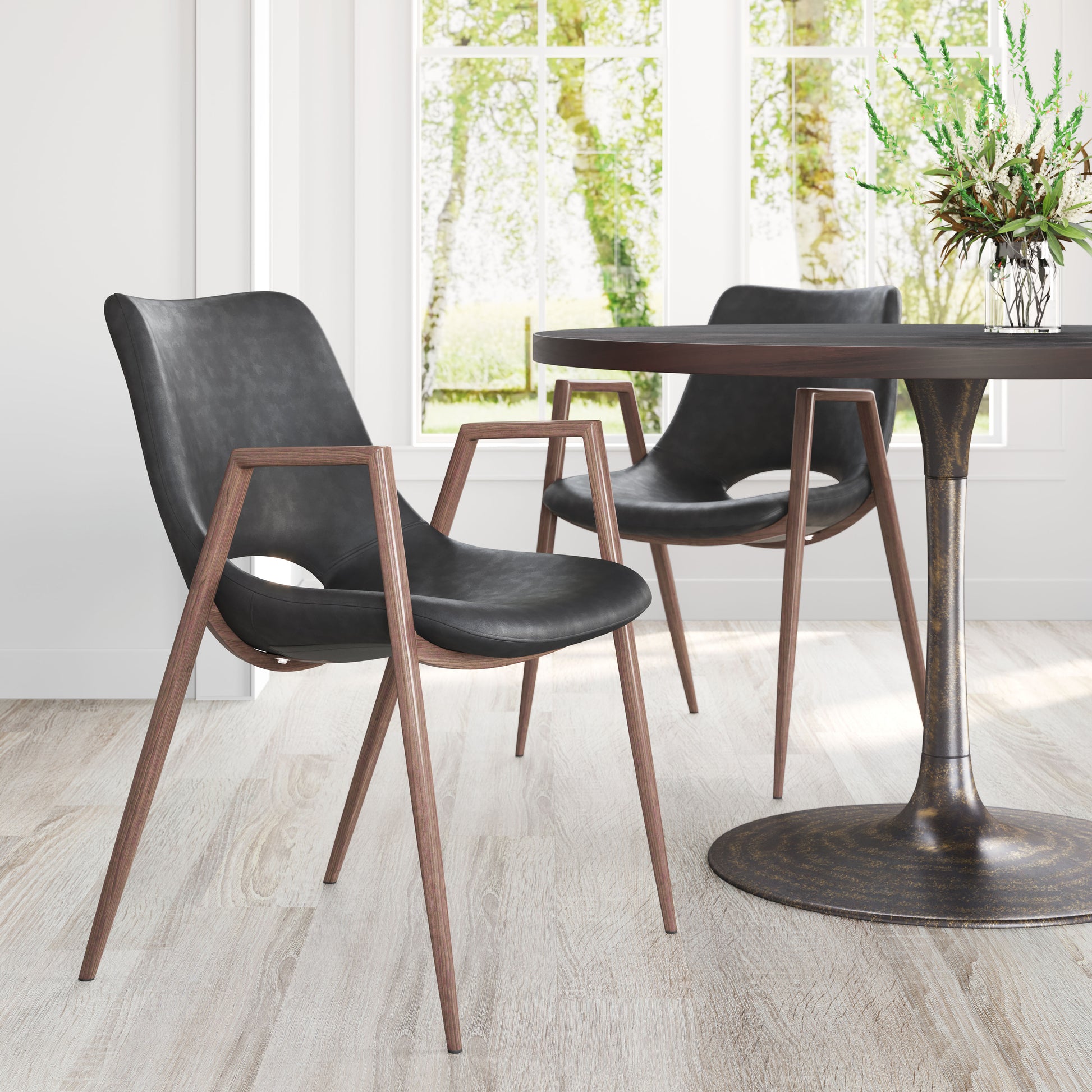 Desi Dining Chair (Set of 2) Black & Walnut - Disselt Designs
