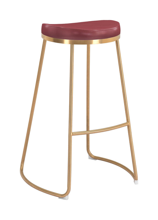 Bree Barstool (Set of 2) Burgundy & Gold - Disselt Designs