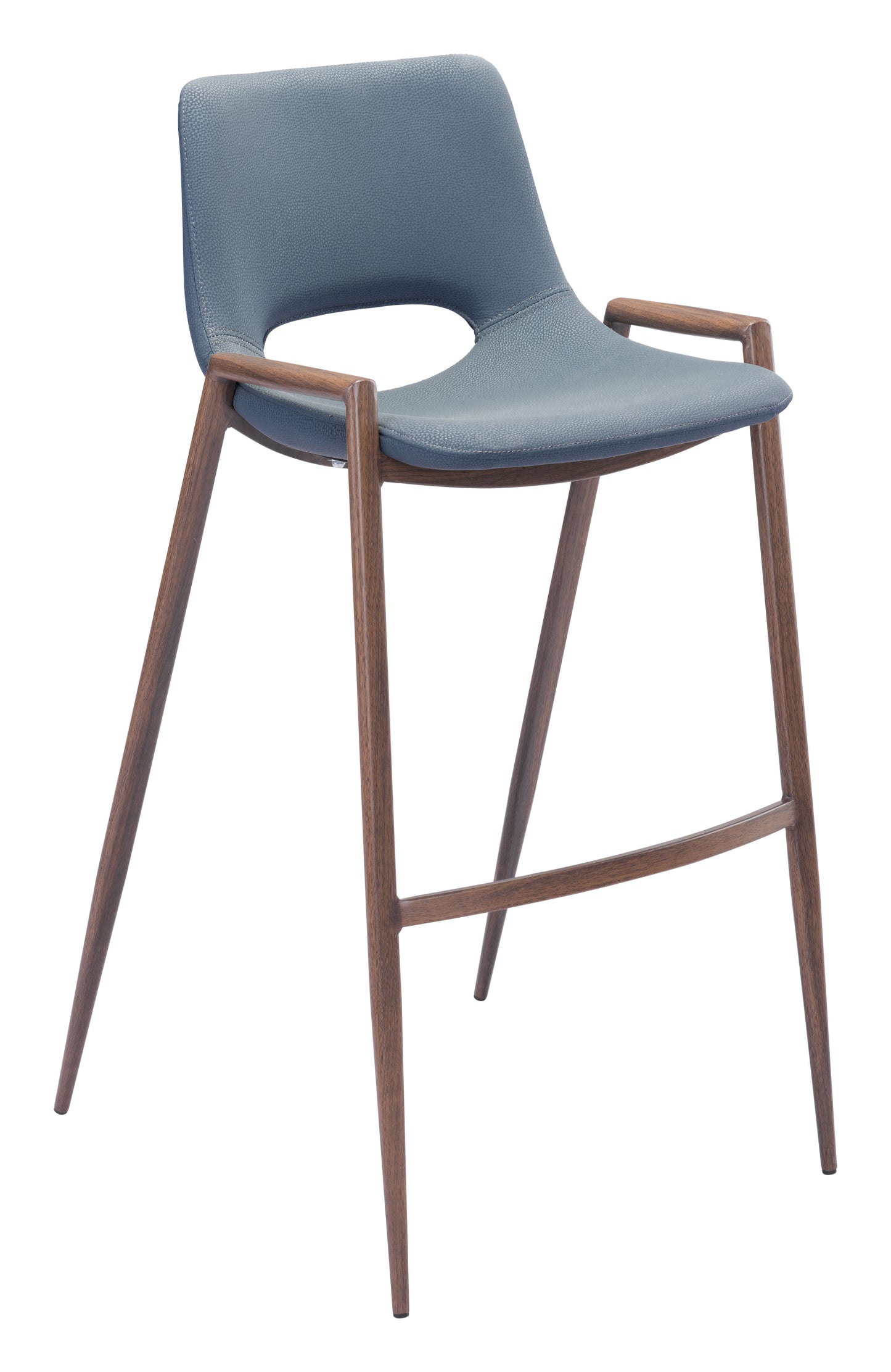 Desi Barstool (Set of 2) Azure Gray & Walnut - Disselt Designs