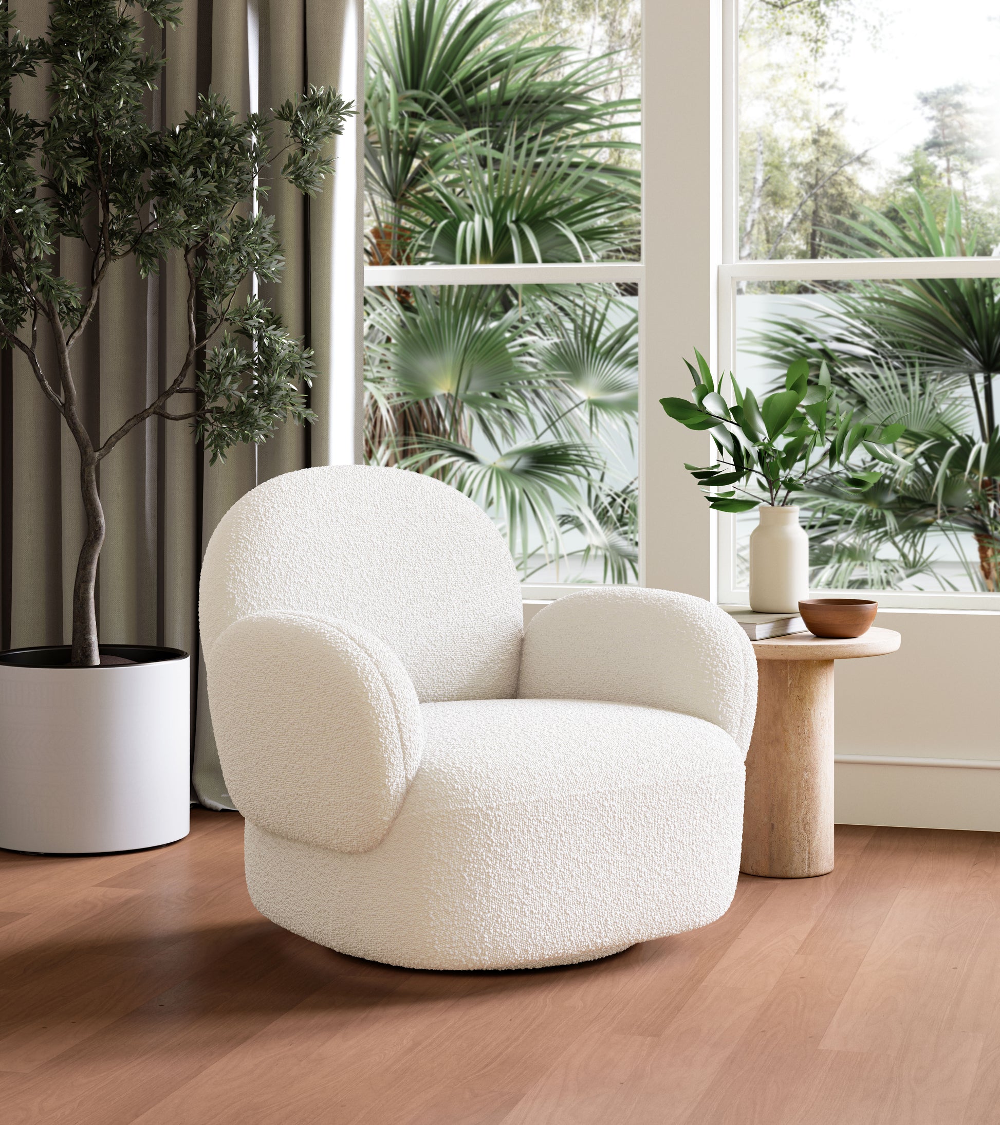 Pilka Swivel Chair White - Disselt Designs