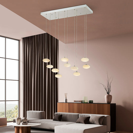 Spanish Alabaster Rectangular Chandelier // Chrome - Disselt Designs