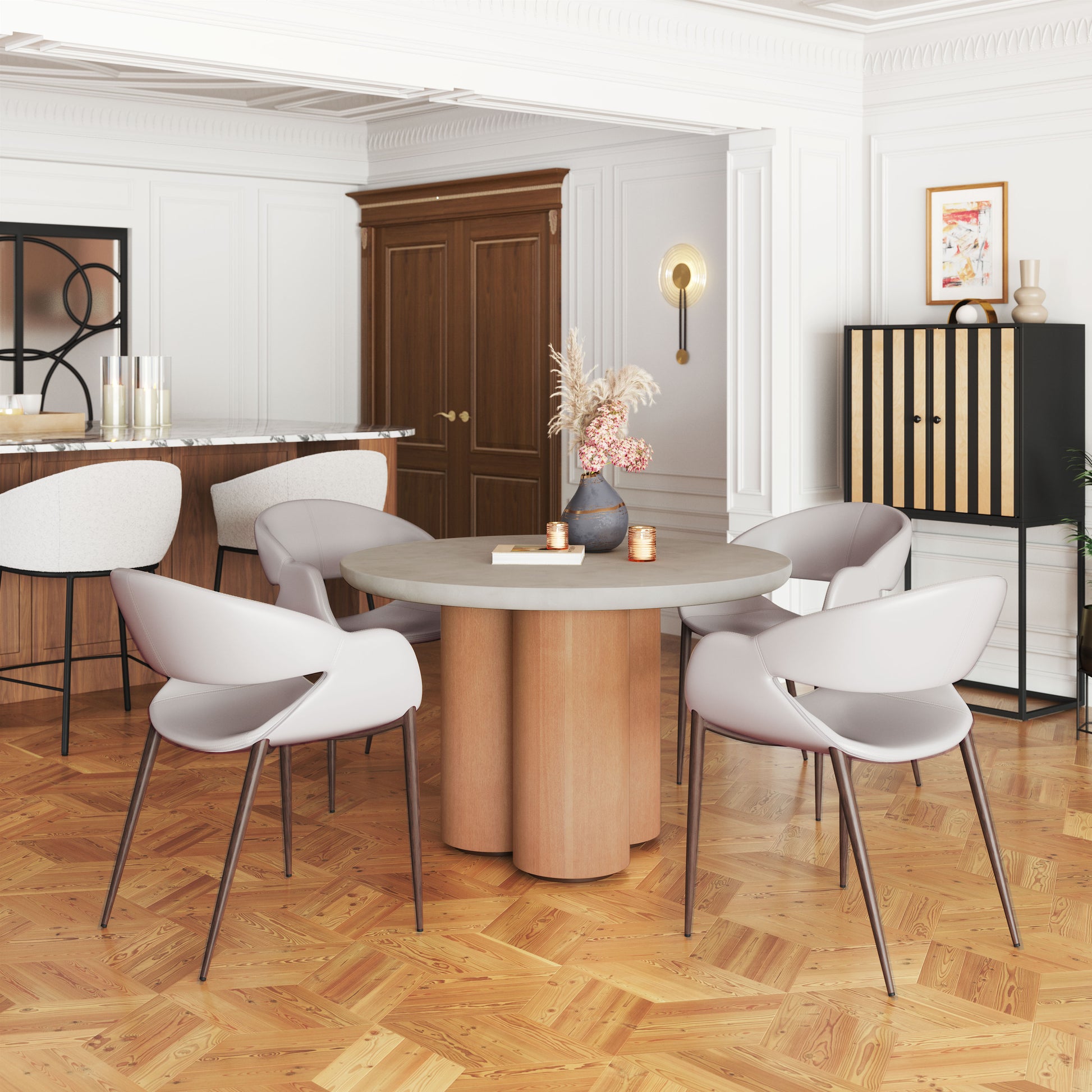 Limay Dining Chair (Set of 2) Beige & Walnut - Disselt Designs