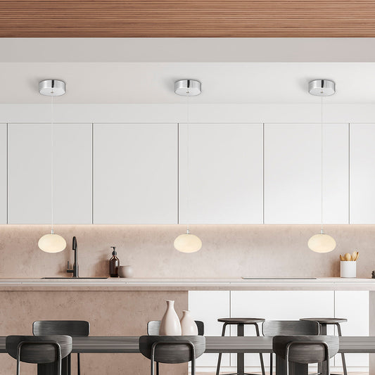 Spanish Alabaster Pendant // Chrome - Disselt Designs