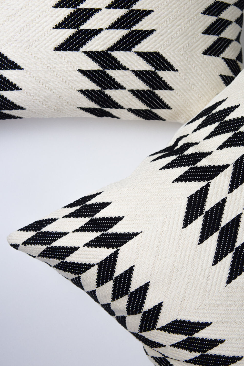 Almolonga Quilt Pillow - Black and Natural White - 12" x 20"