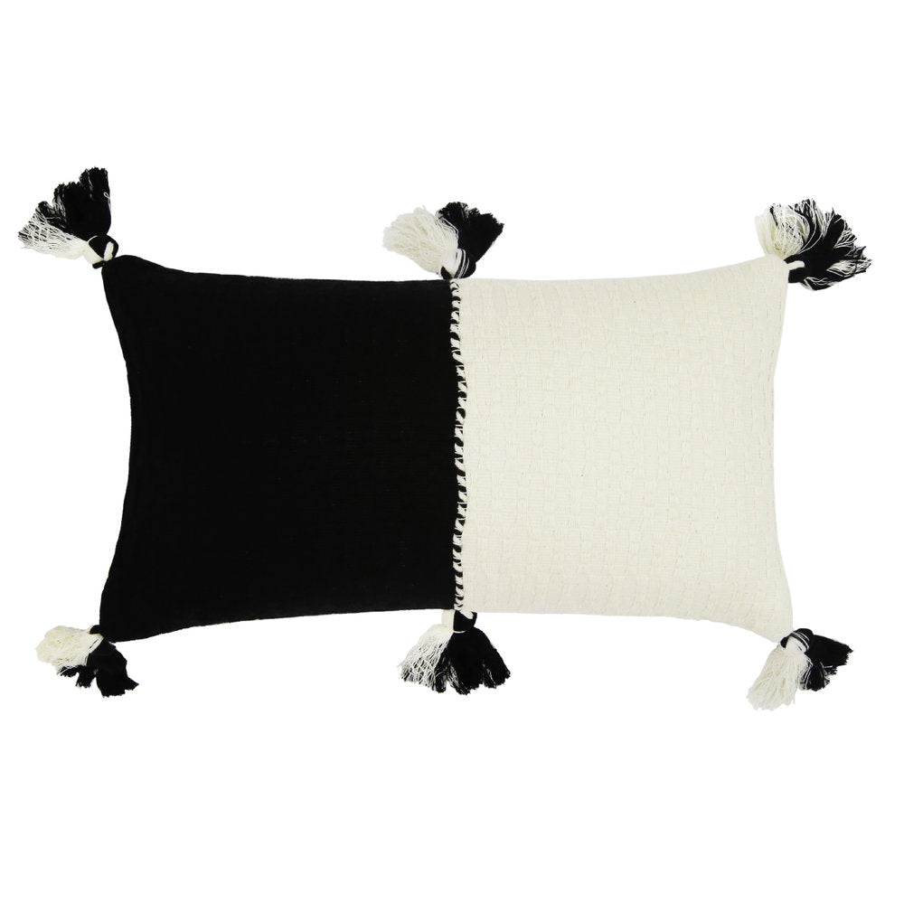 Antigua Pillow - Black & Natural White Colorblocked