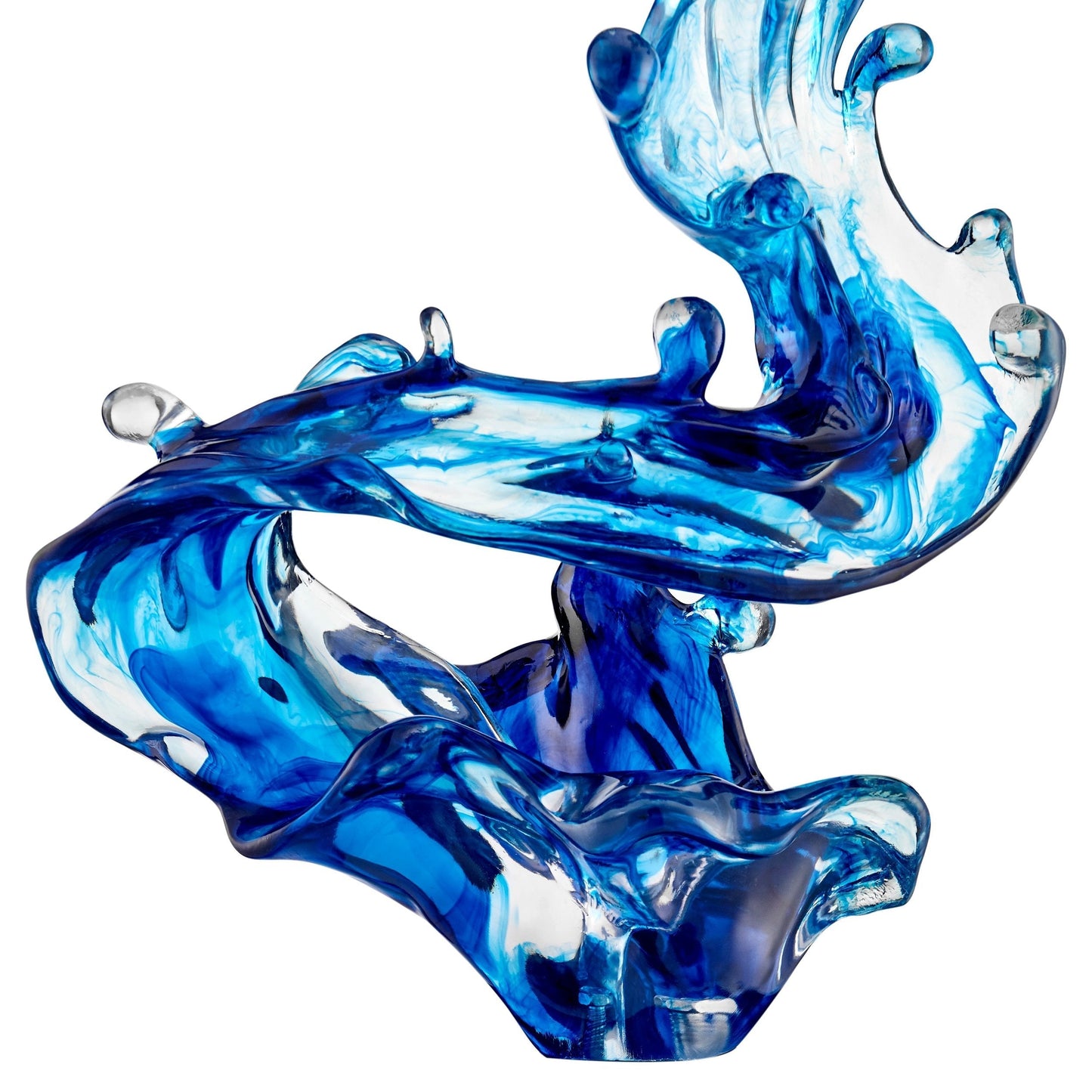 Ocean Blue Cortes Bay Wave Floor Sculpture with Black Stand, 57" Tall - Disselt Designs