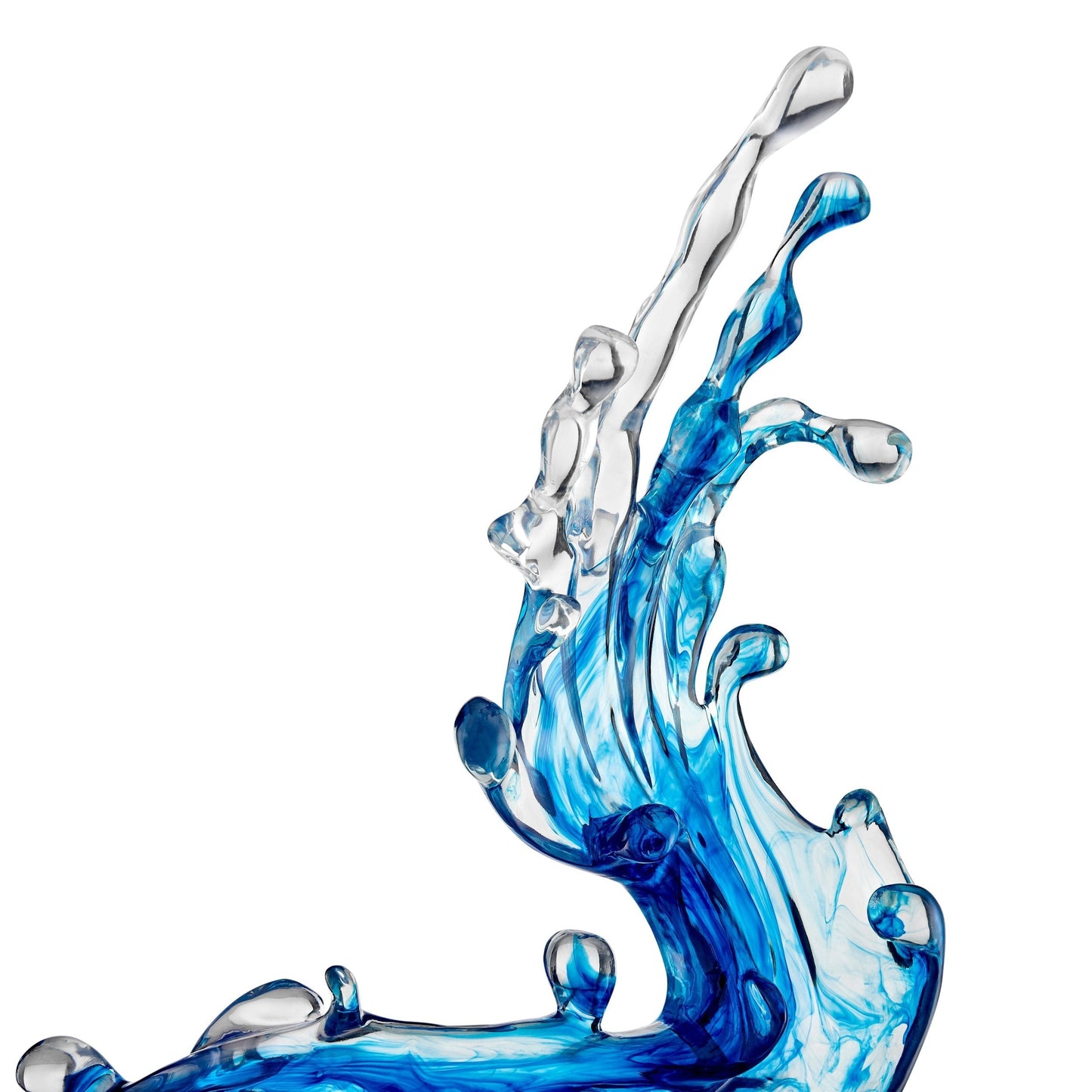 Ocean Blue Cortes Bay Wave Floor Sculpture with Black Stand, 57" Tall - Disselt Designs