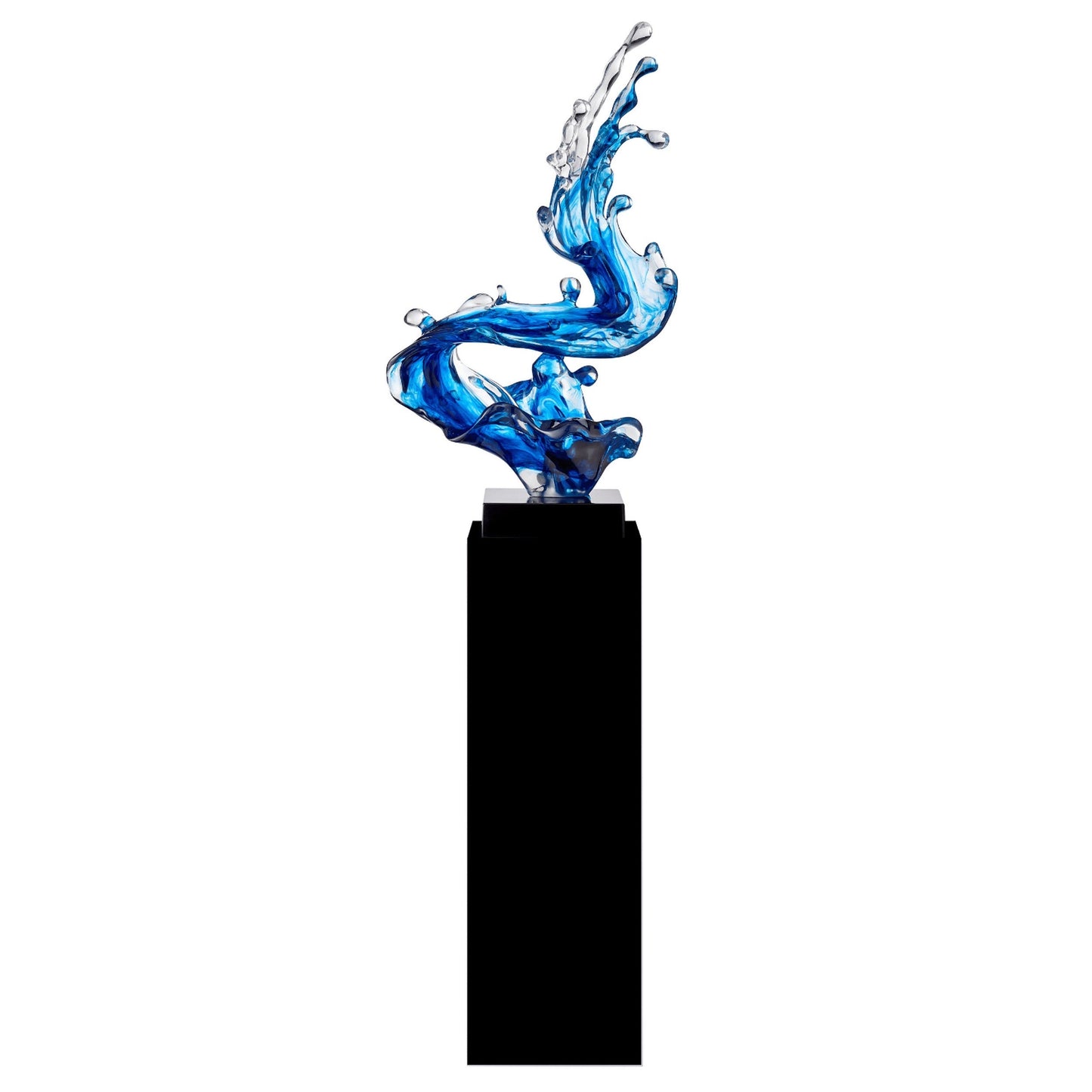 Ocean Blue Cortes Bay Wave Floor Sculpture with Black Stand, 57" Tall - Disselt Designs