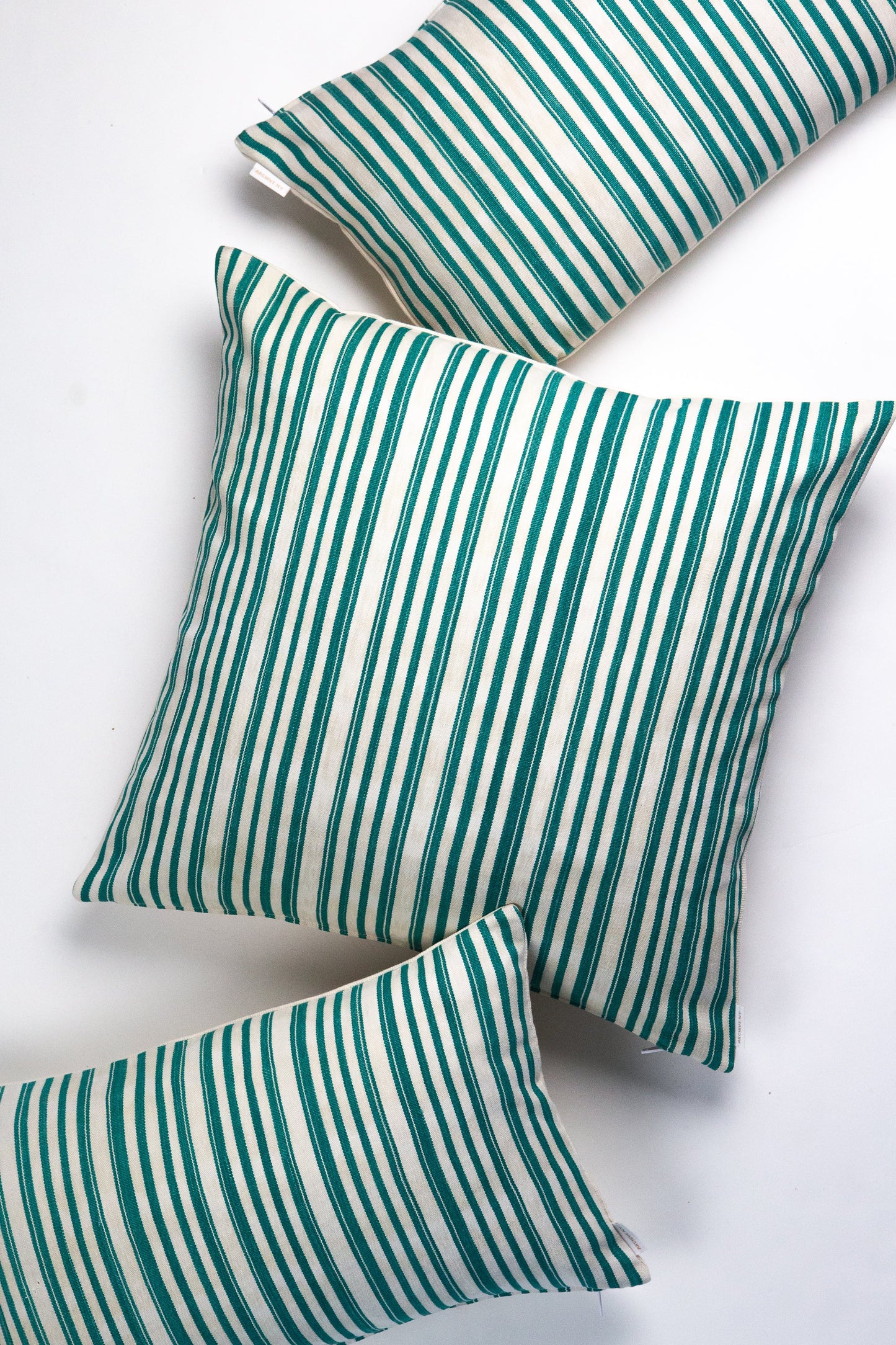 Vintage Sage Green and Natural Ivory Striped Pillow