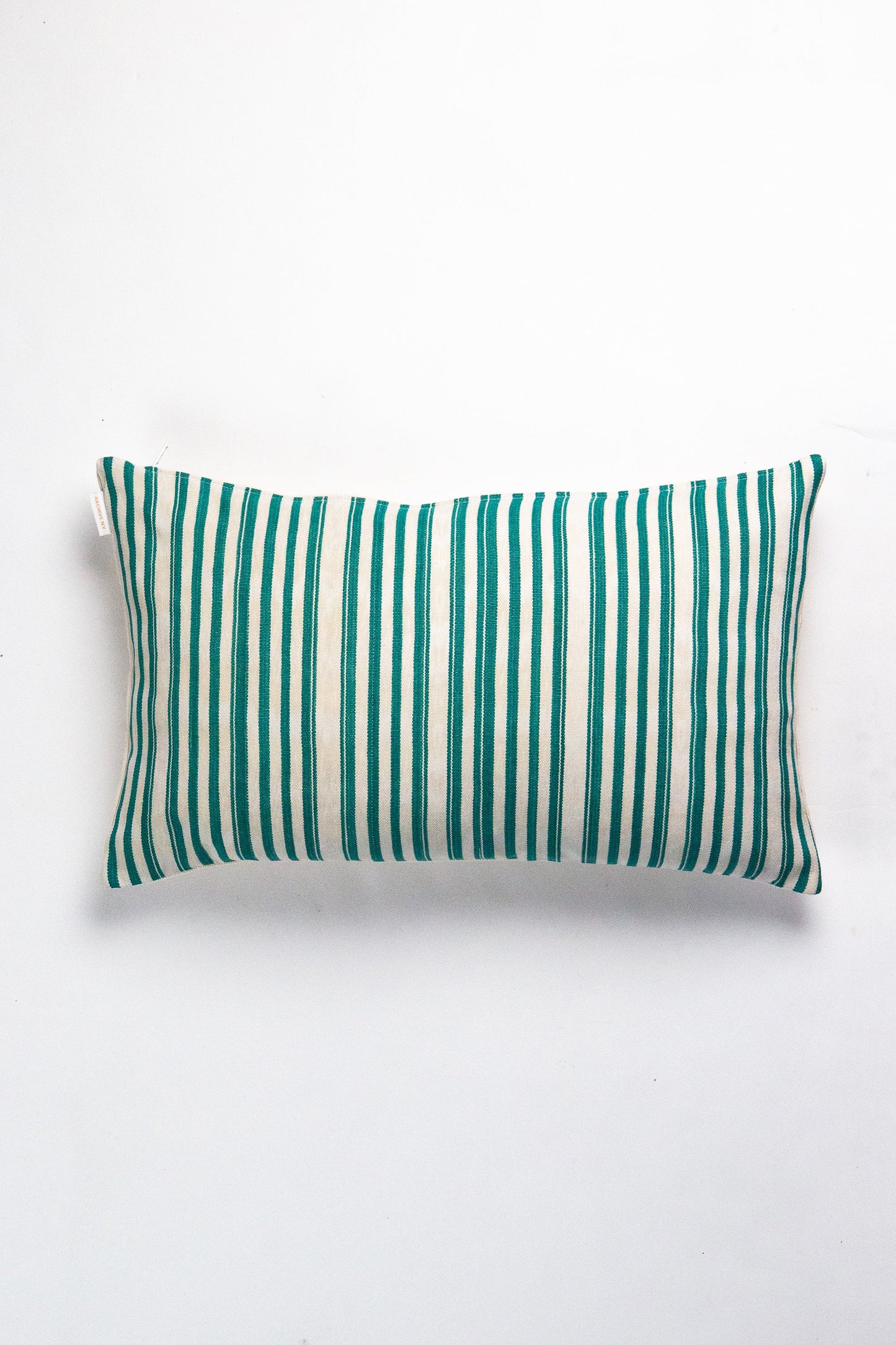 Vintage Sage Green and Natural Ivory Striped Pillow