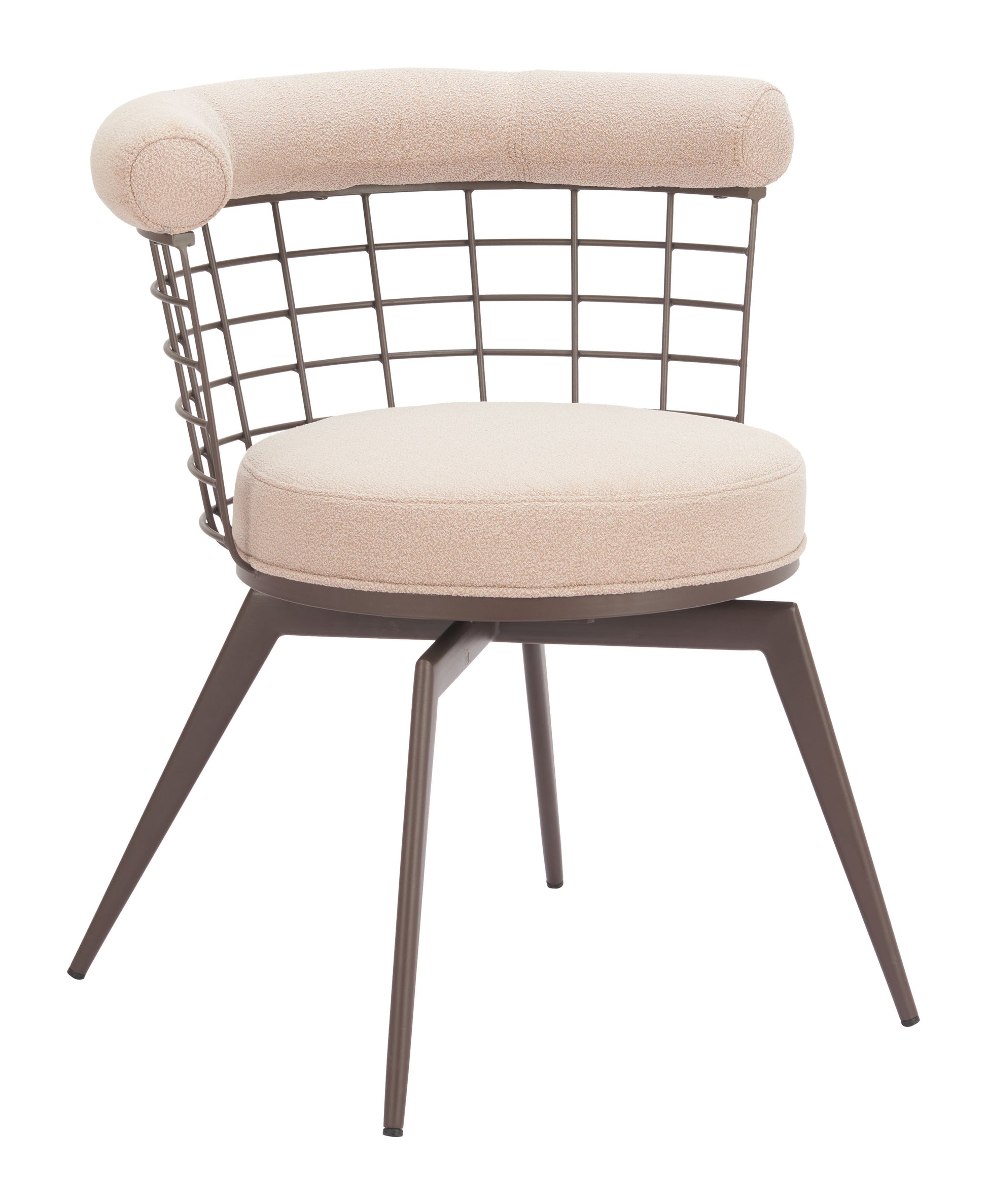 Saku Swivel Dining Chair Beige & Brown - Disselt Designs