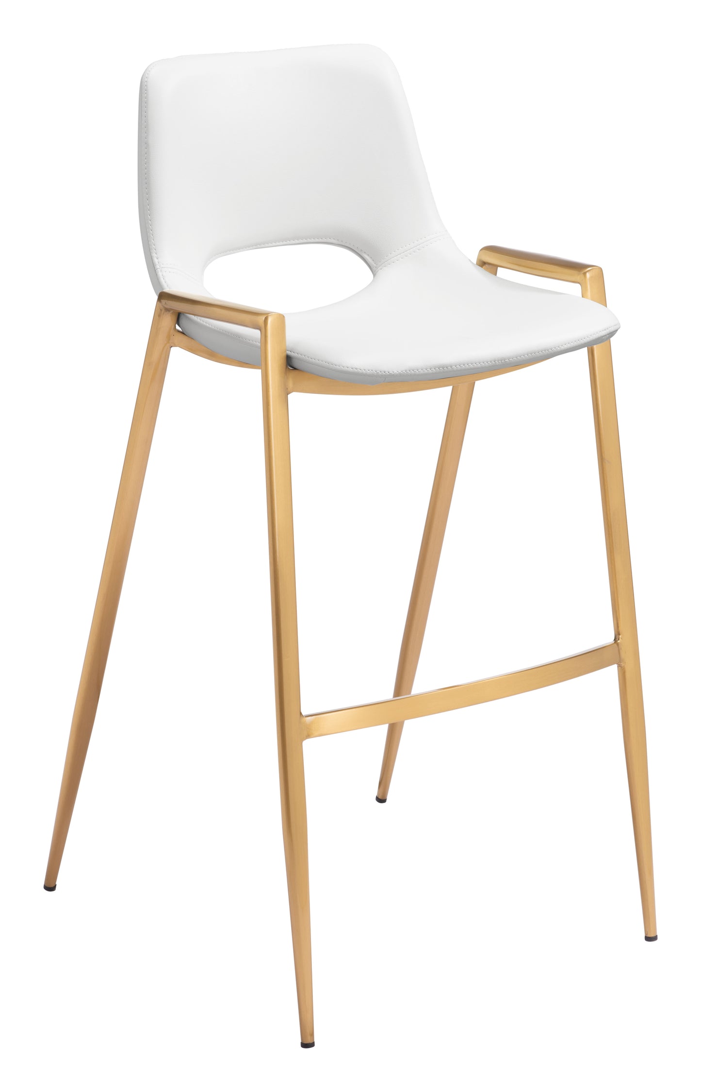 Desi Barstool (Set of 2) White & Gold - Disselt Designs