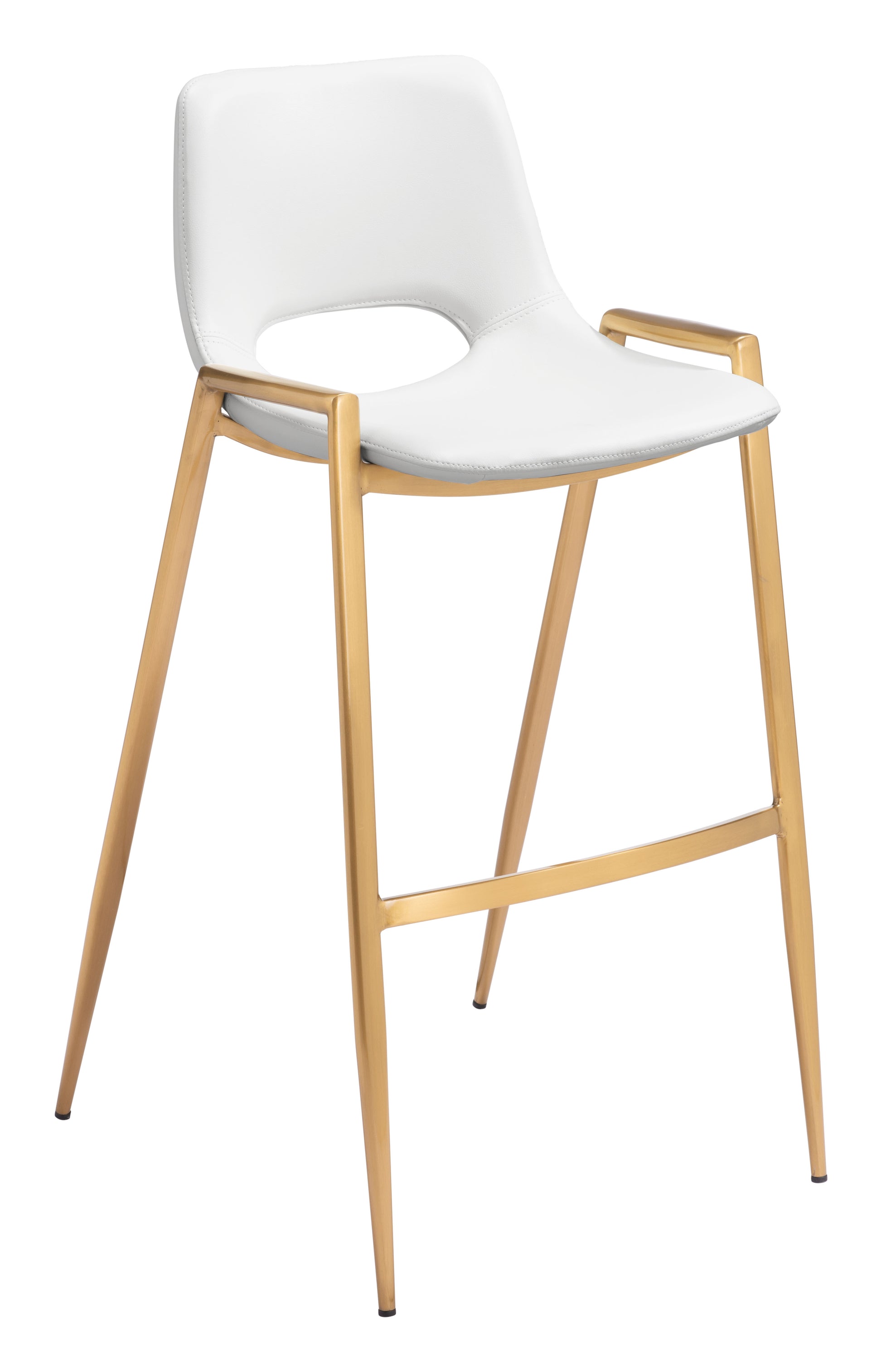 Desi Barstool (Set of 2) White & Gold - Disselt Designs