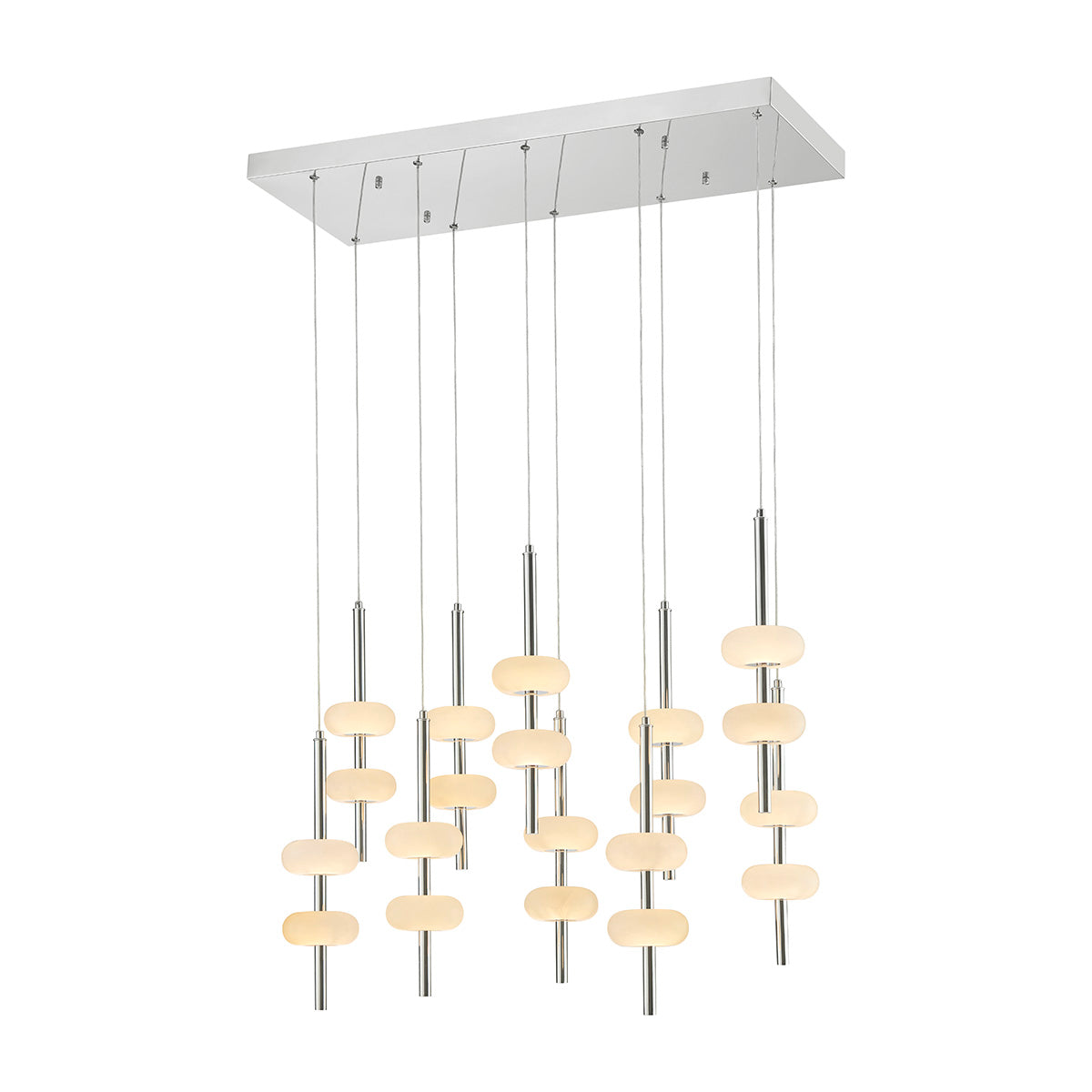 Double Spanish Alabaster Rectangular Chandelier // Chrome - Disselt Designs