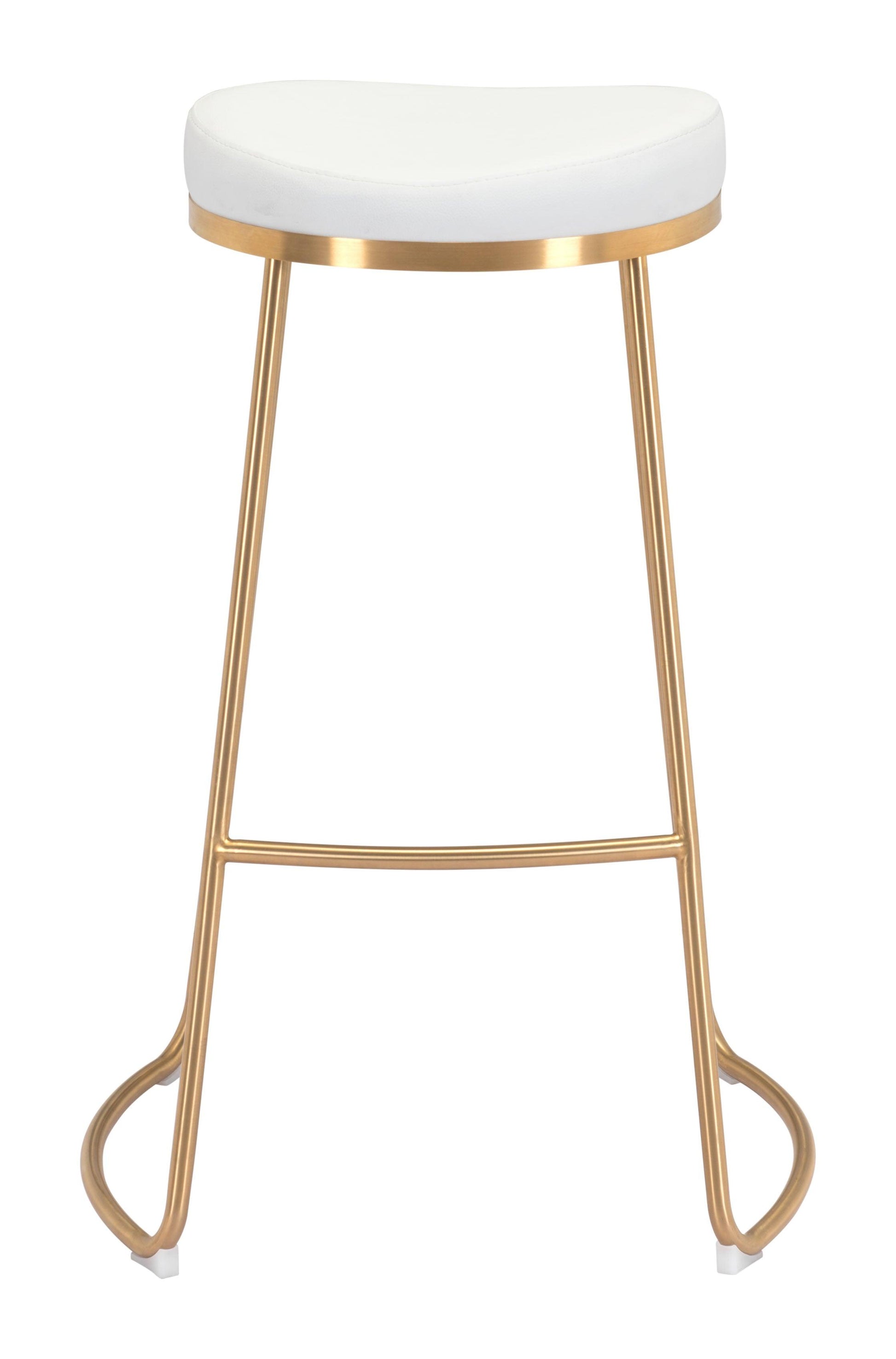 Bree Barstool (Set of 2) White & Gold - Disselt Designs