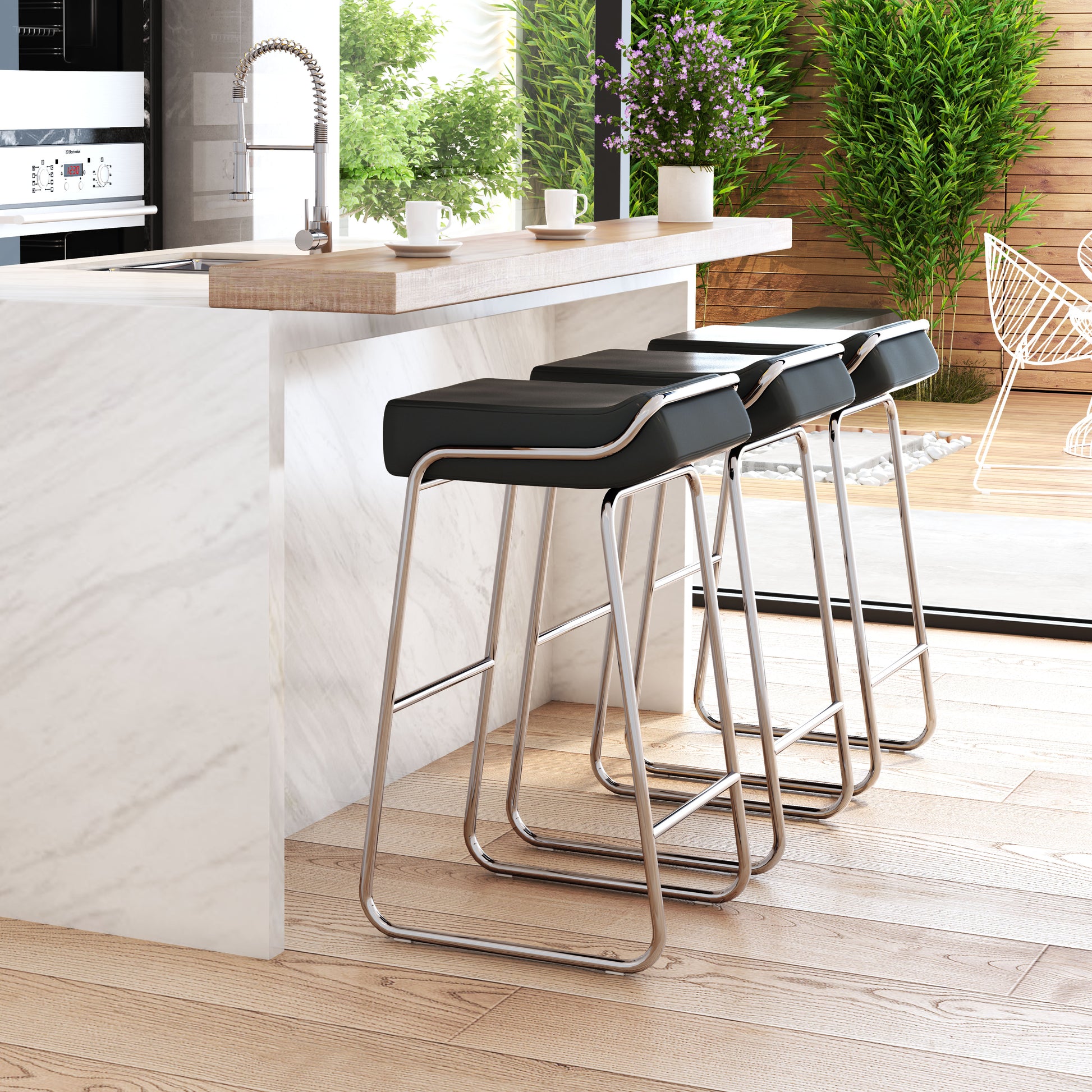 Wedge Barstool (Set of 2) Black - Disselt Designs