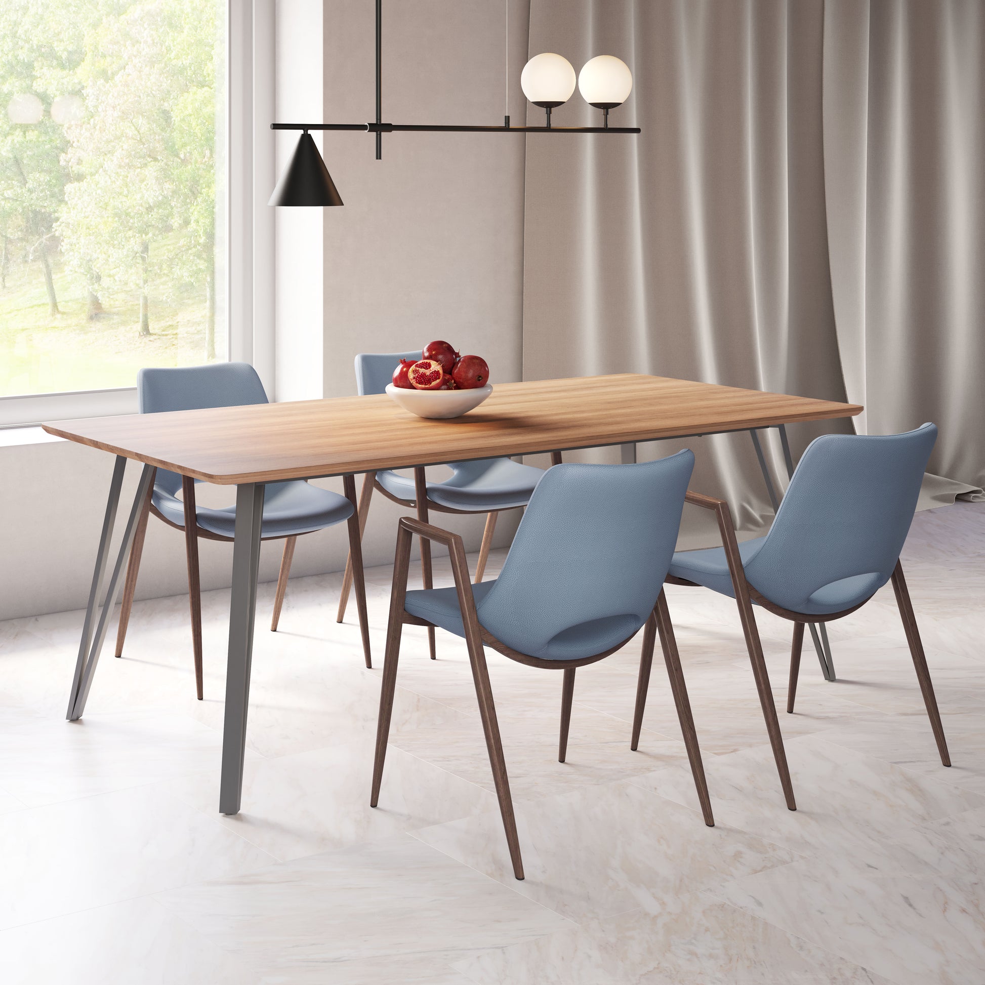 Desi Dining Chair (Set of 2) Azure Gray & Walnut - Disselt Designs