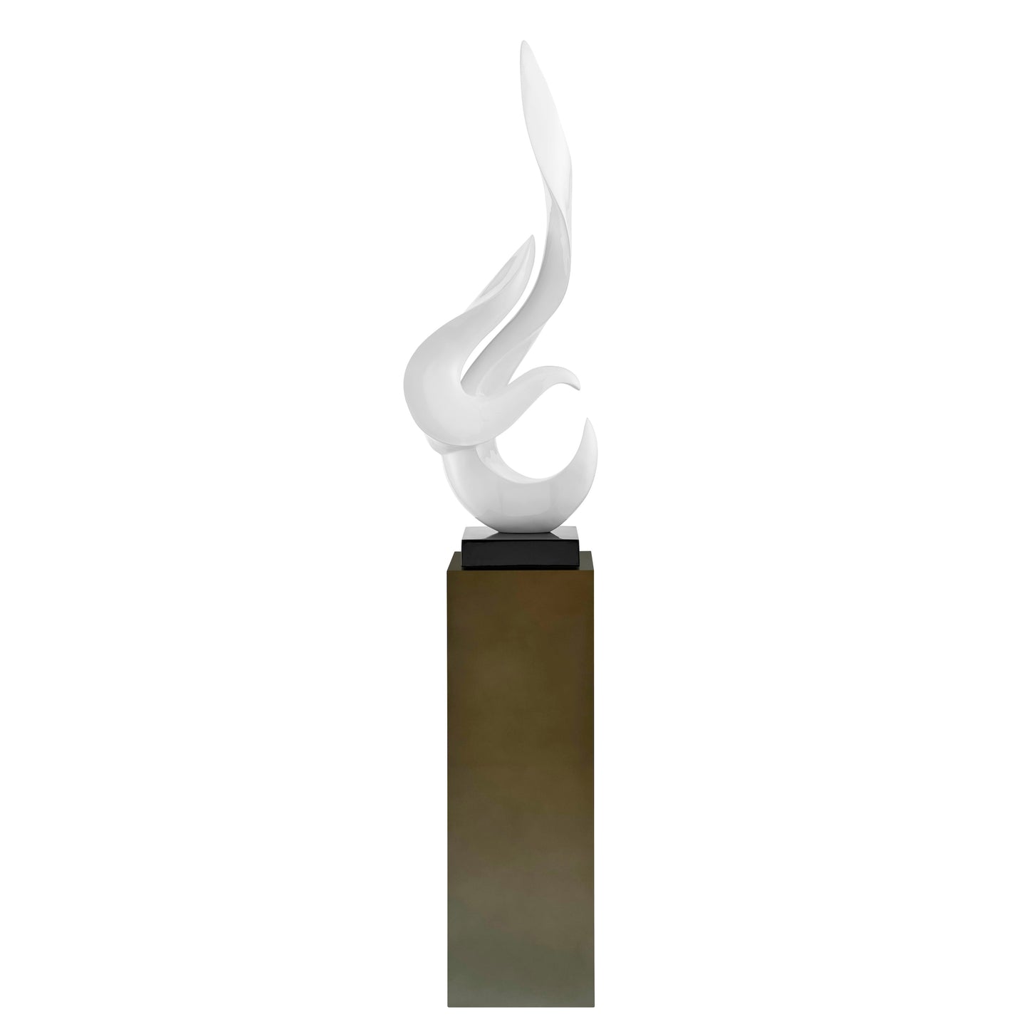 Flame 65" Tall Floor Sculpture // White With Gray Stand - Disselt Designs