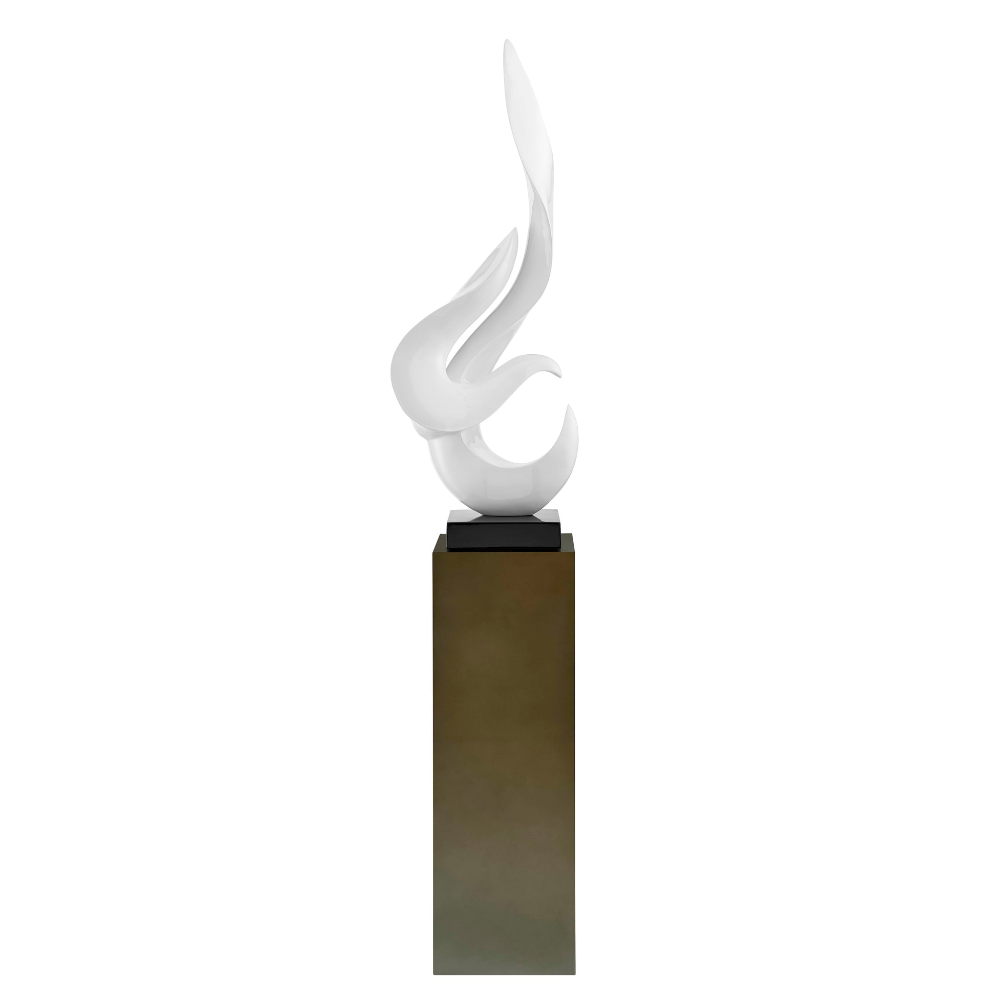 Flame 65" Tall Floor Sculpture // White With Gray Stand - Disselt Designs
