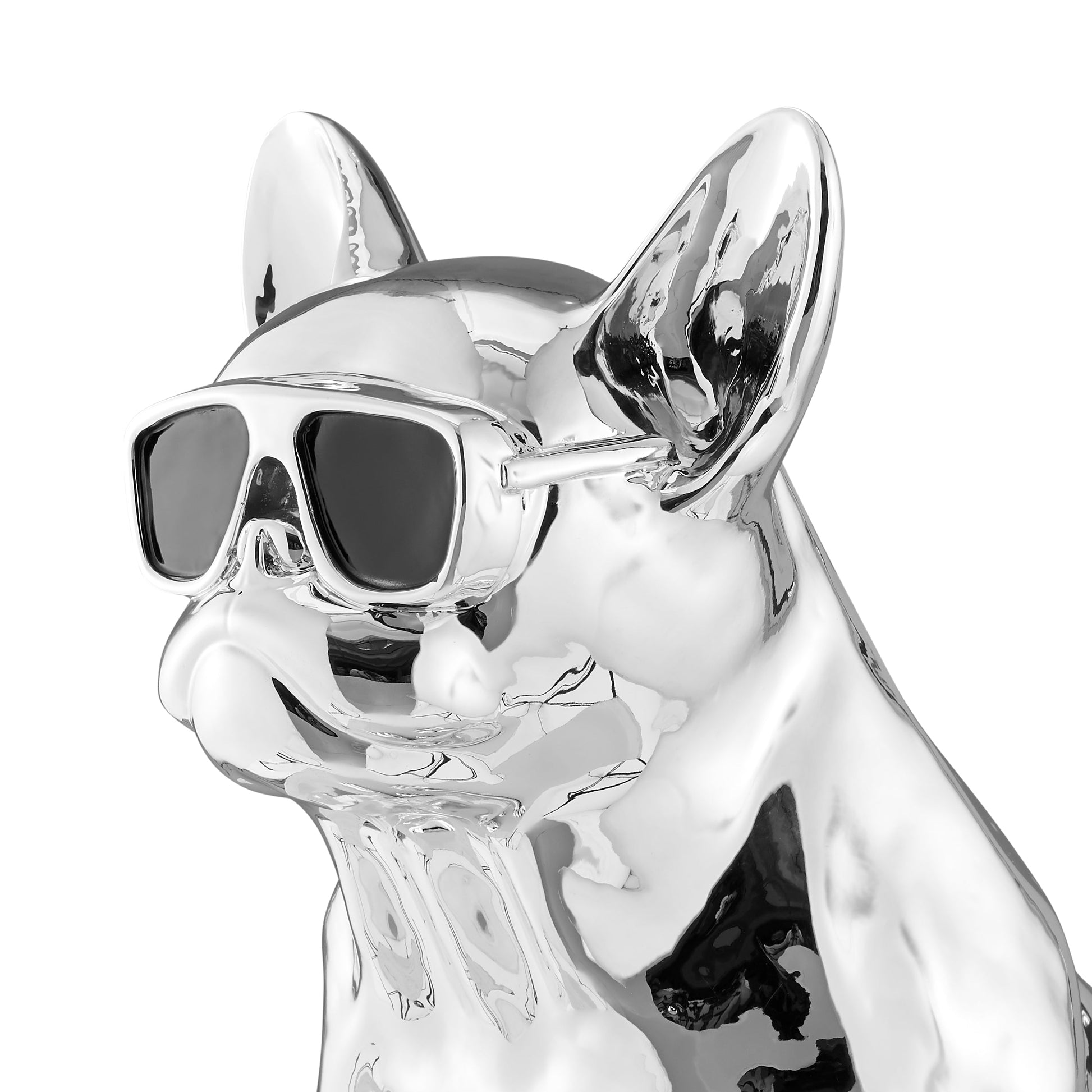 French Bulldog Sitting Sculpture // Chrome & Black - Disselt Designs
