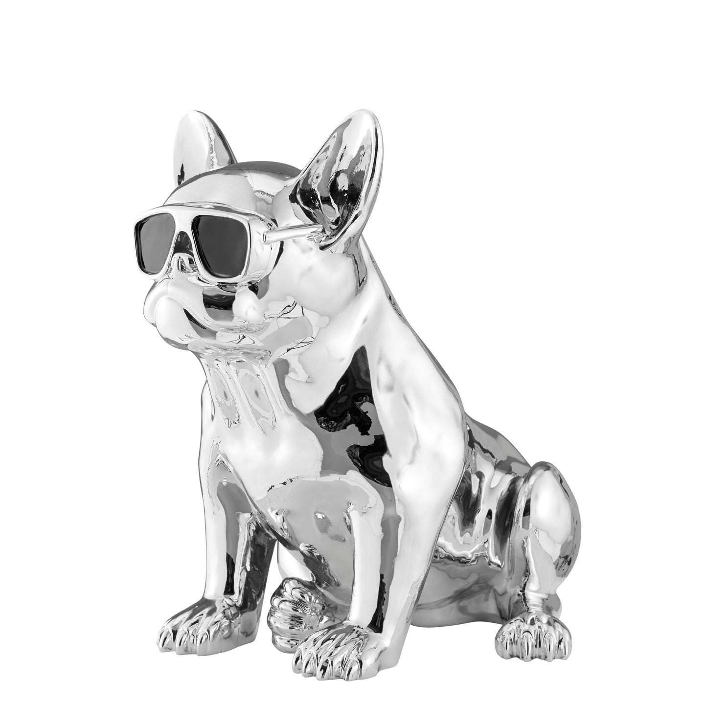French Bulldog Sitting Sculpture // Chrome & Black - Disselt Designs