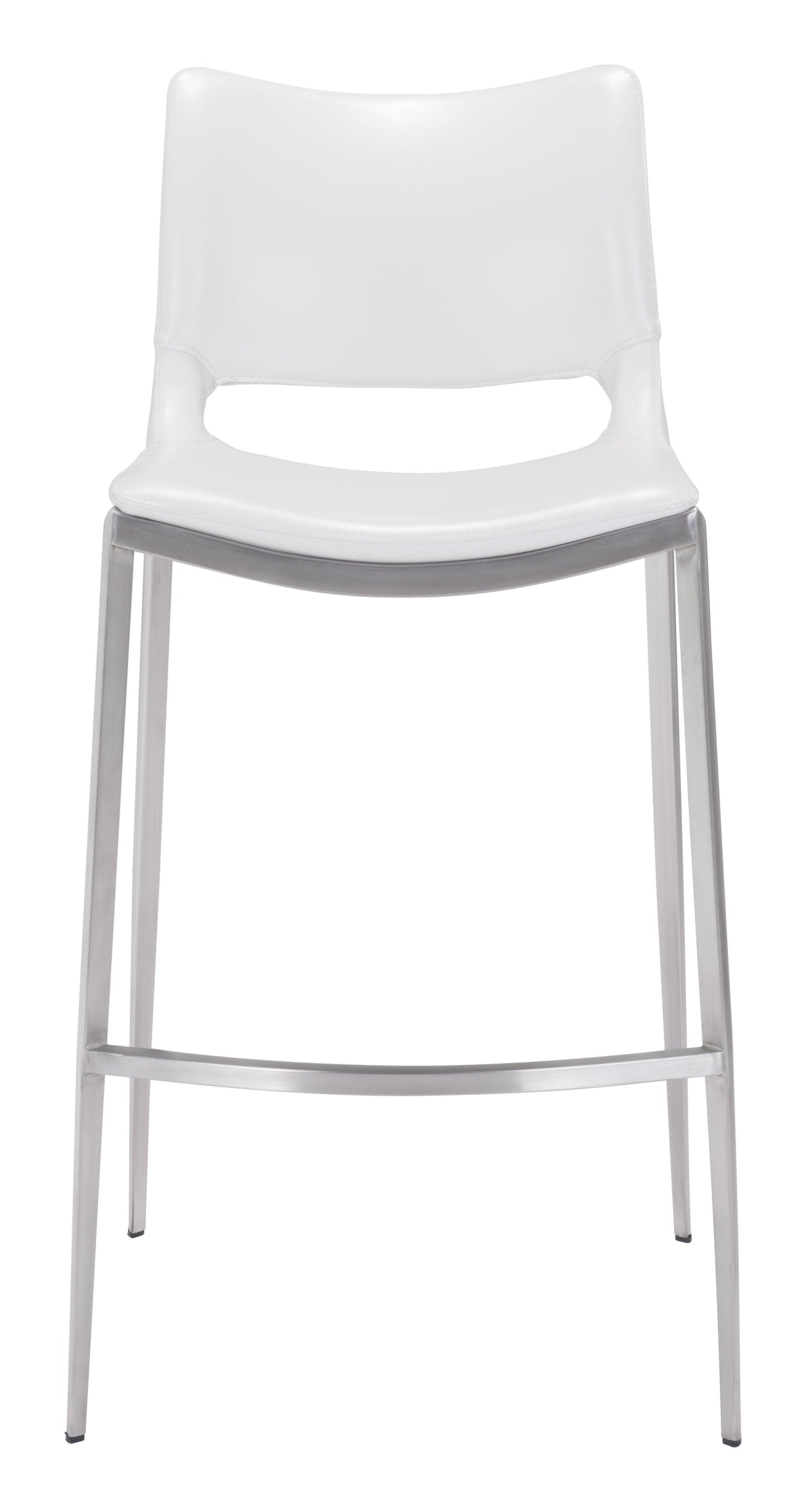 Ace Barstool (Set of 2) White & Silver - Disselt Designs