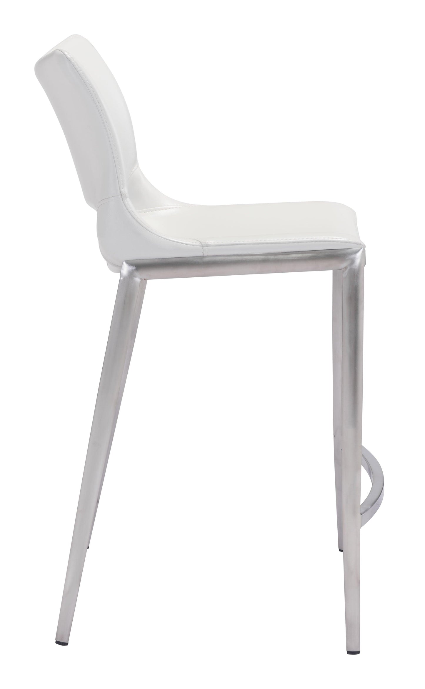 Ace Counter Stool (Set of 2) White & Silver - Disselt Designs