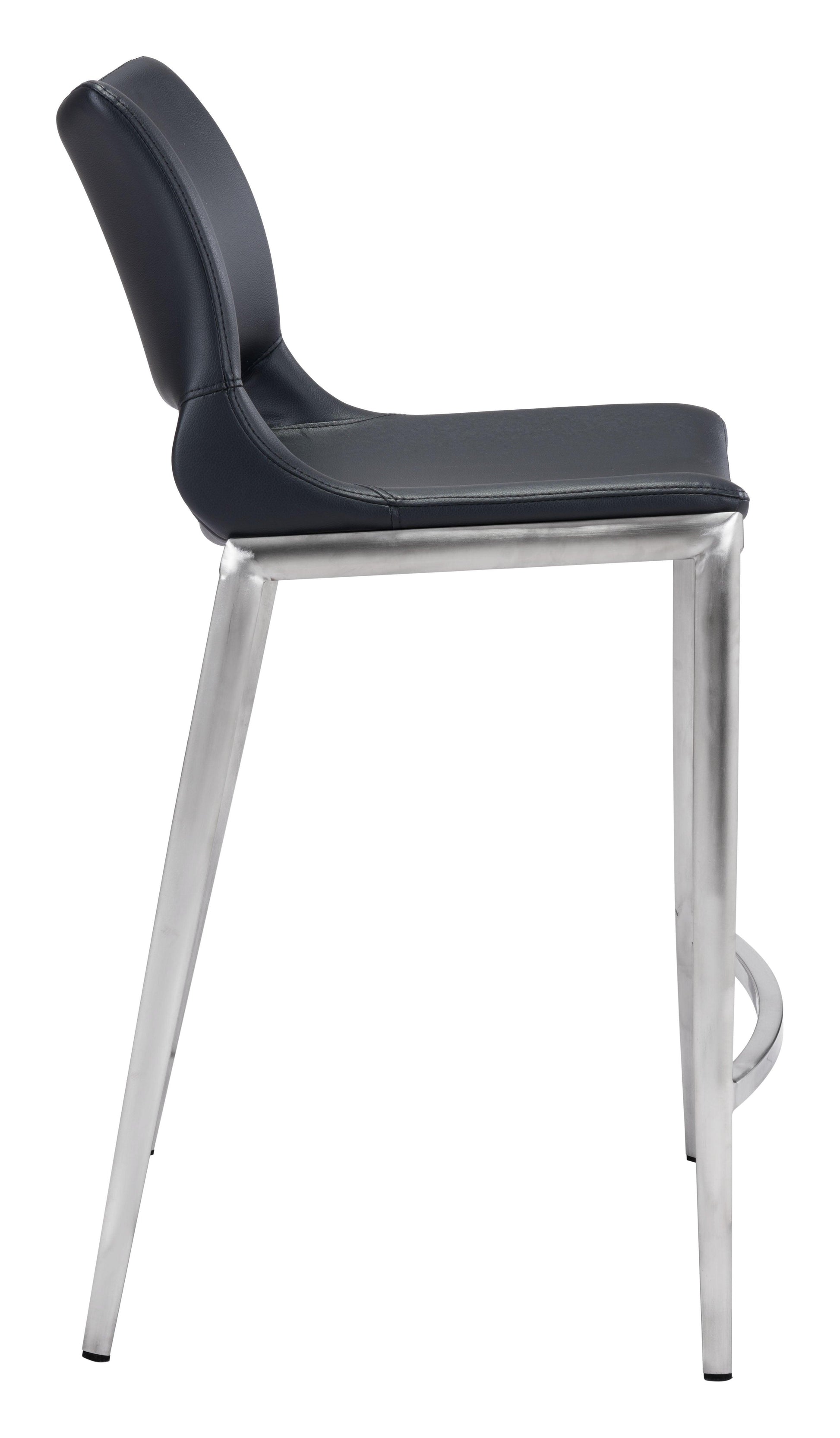 Ace Counter Stool (Set of 2) Black & Silver - Disselt Designs