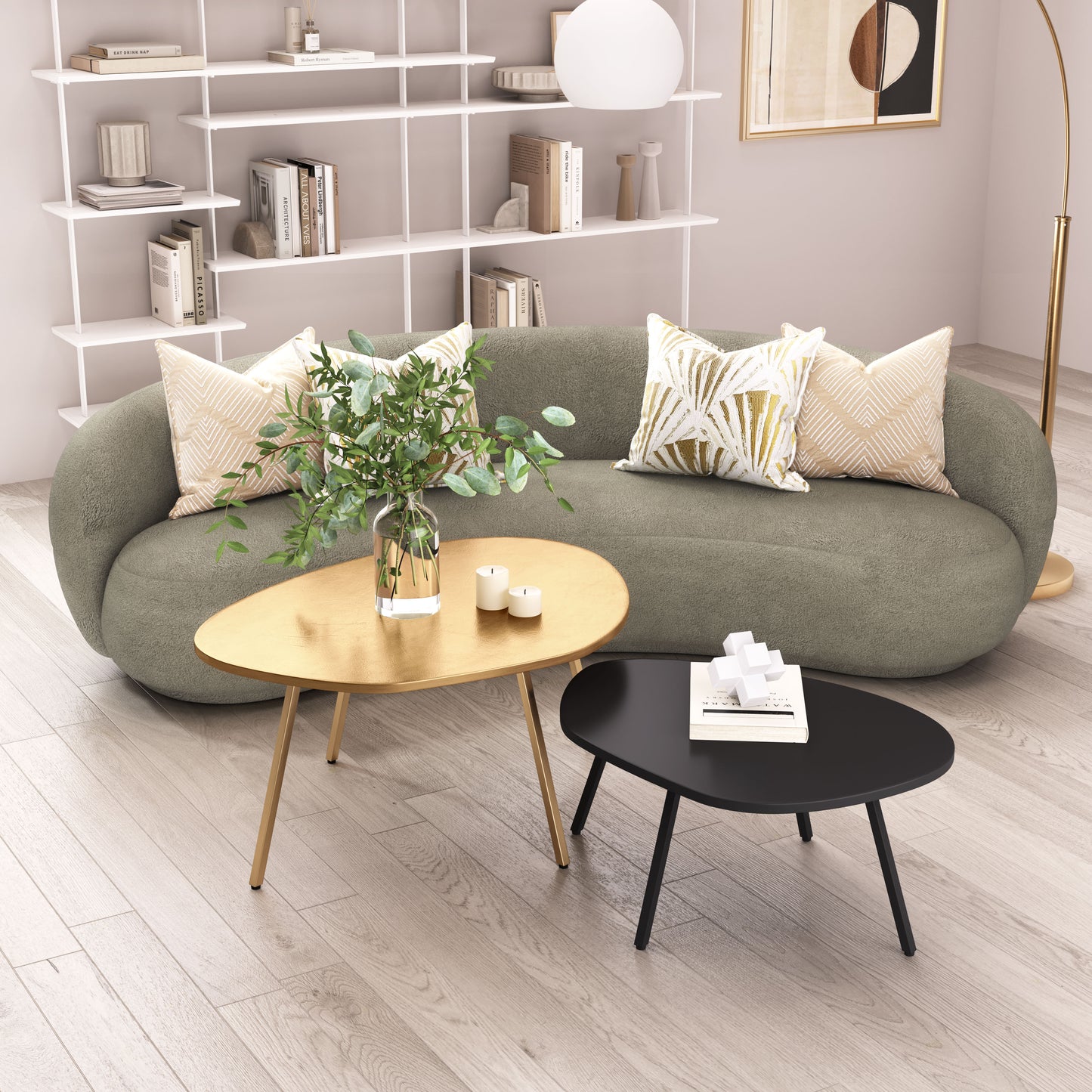 Castelo Coffee Table Set (2-Piece) Brass & Black - Disselt Designs