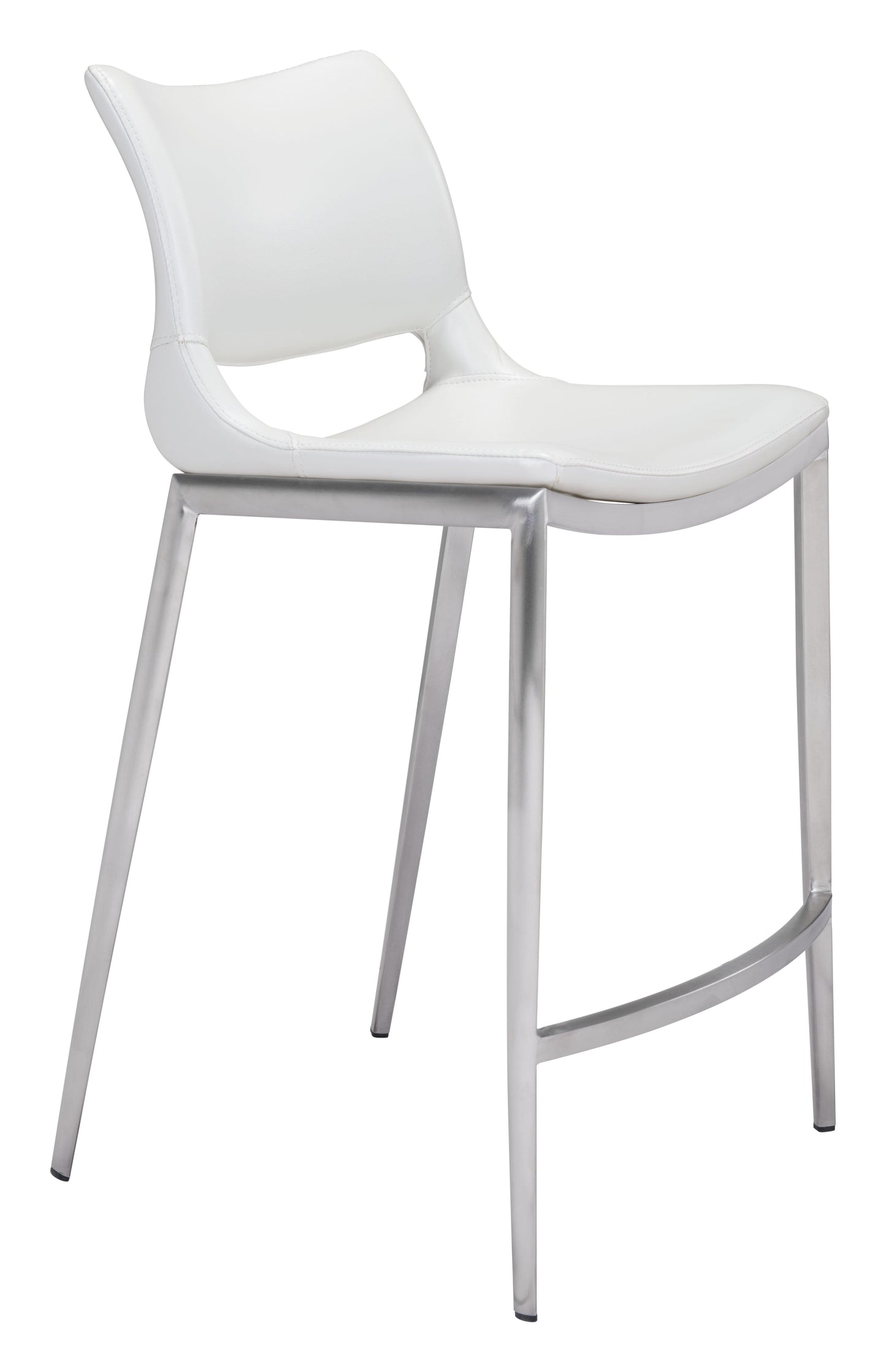 Ace Counter Stool (Set of 2) White & Silver - Disselt Designs