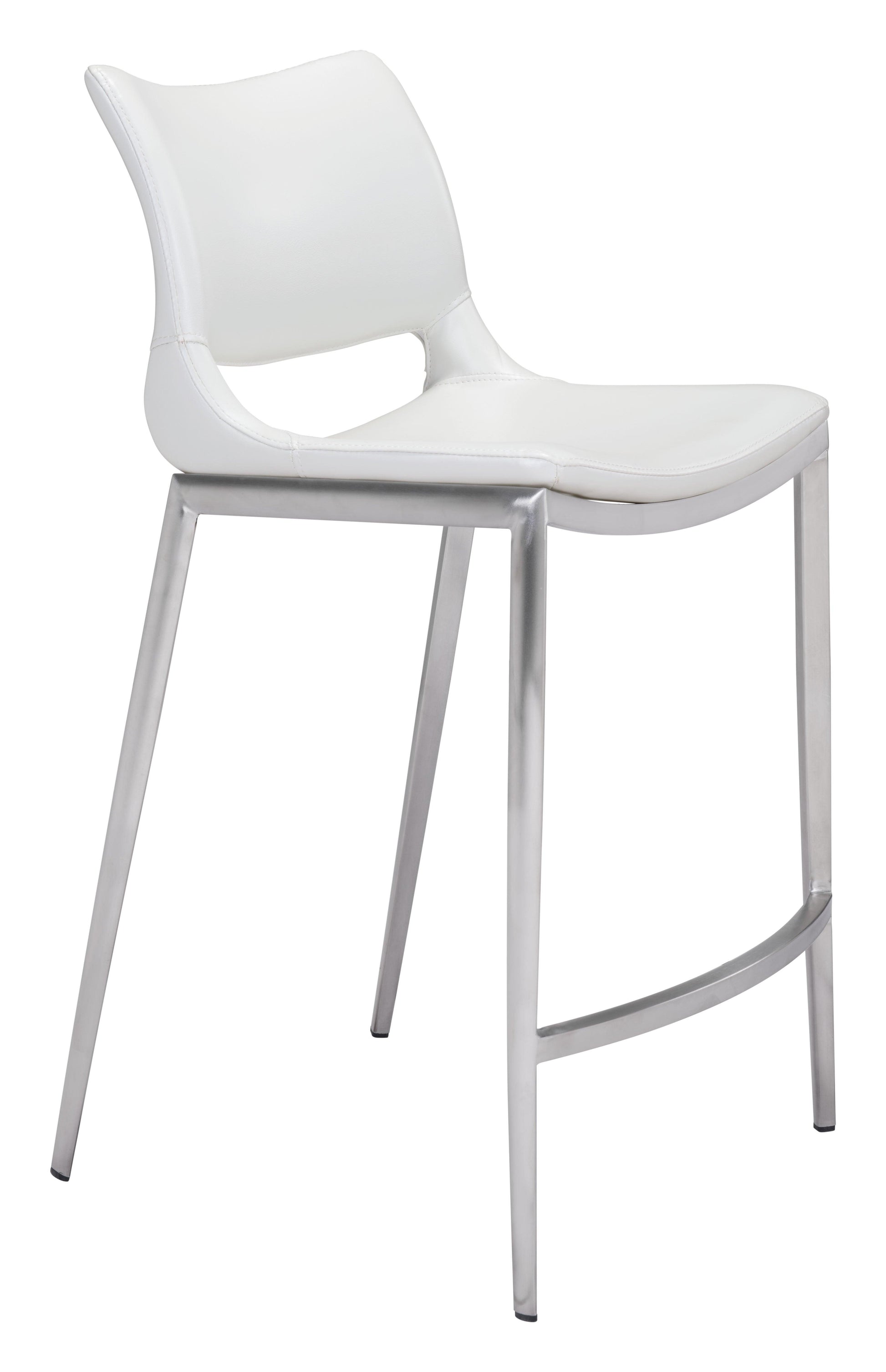 Ace Counter Stool (Set of 2) White & Silver - Disselt Designs