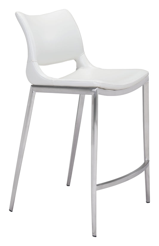 Ace Counter Stool (Set of 2) White & Silver - Disselt Designs