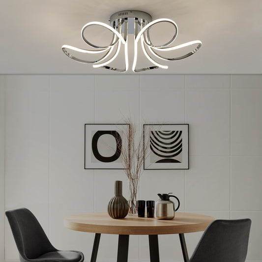 6 Petal Flower Dimmable LED Flush Mount Lamp // Chrome - Disselt Designs