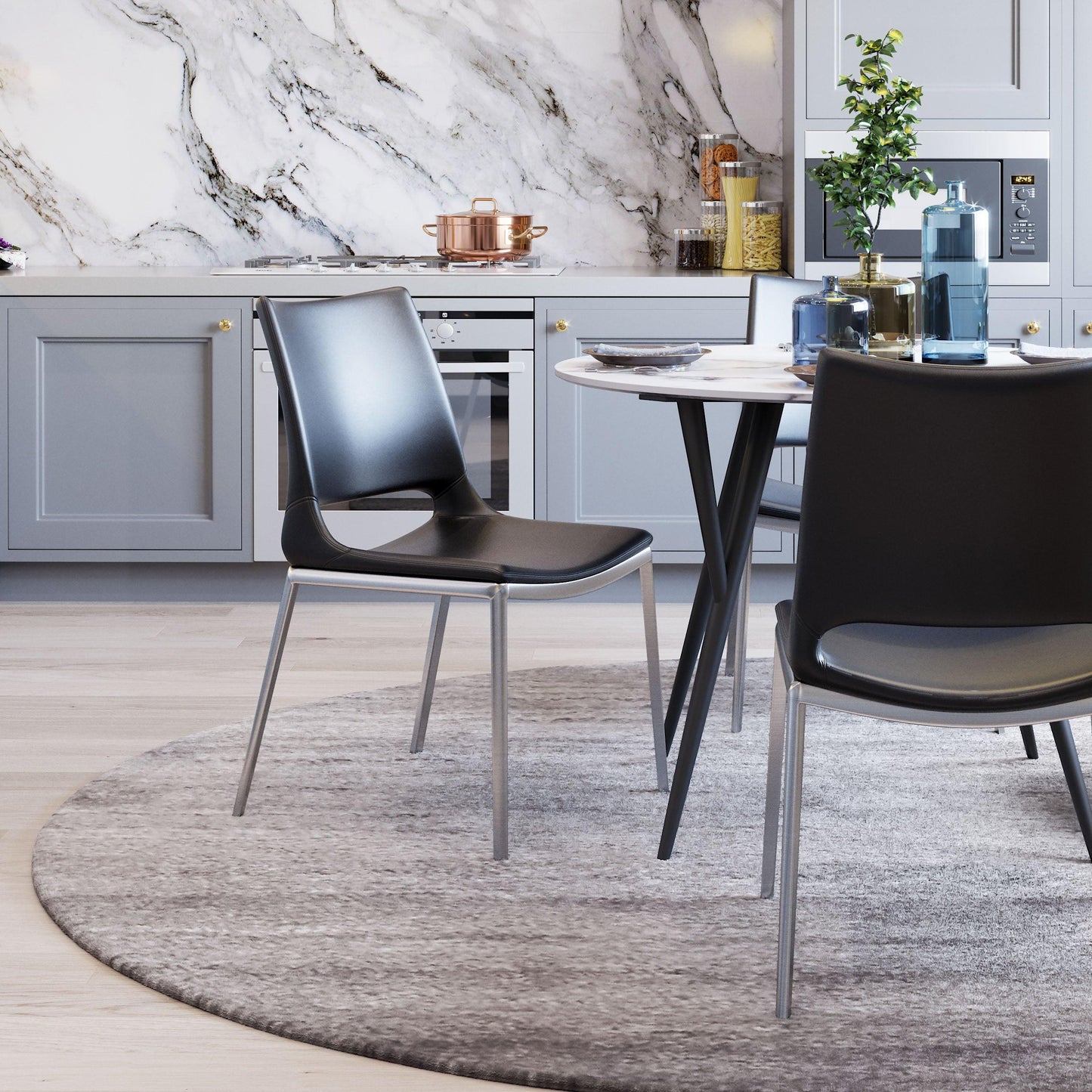 Ace Dining Chair (Set of 2) Black & Silver - Disselt Designs