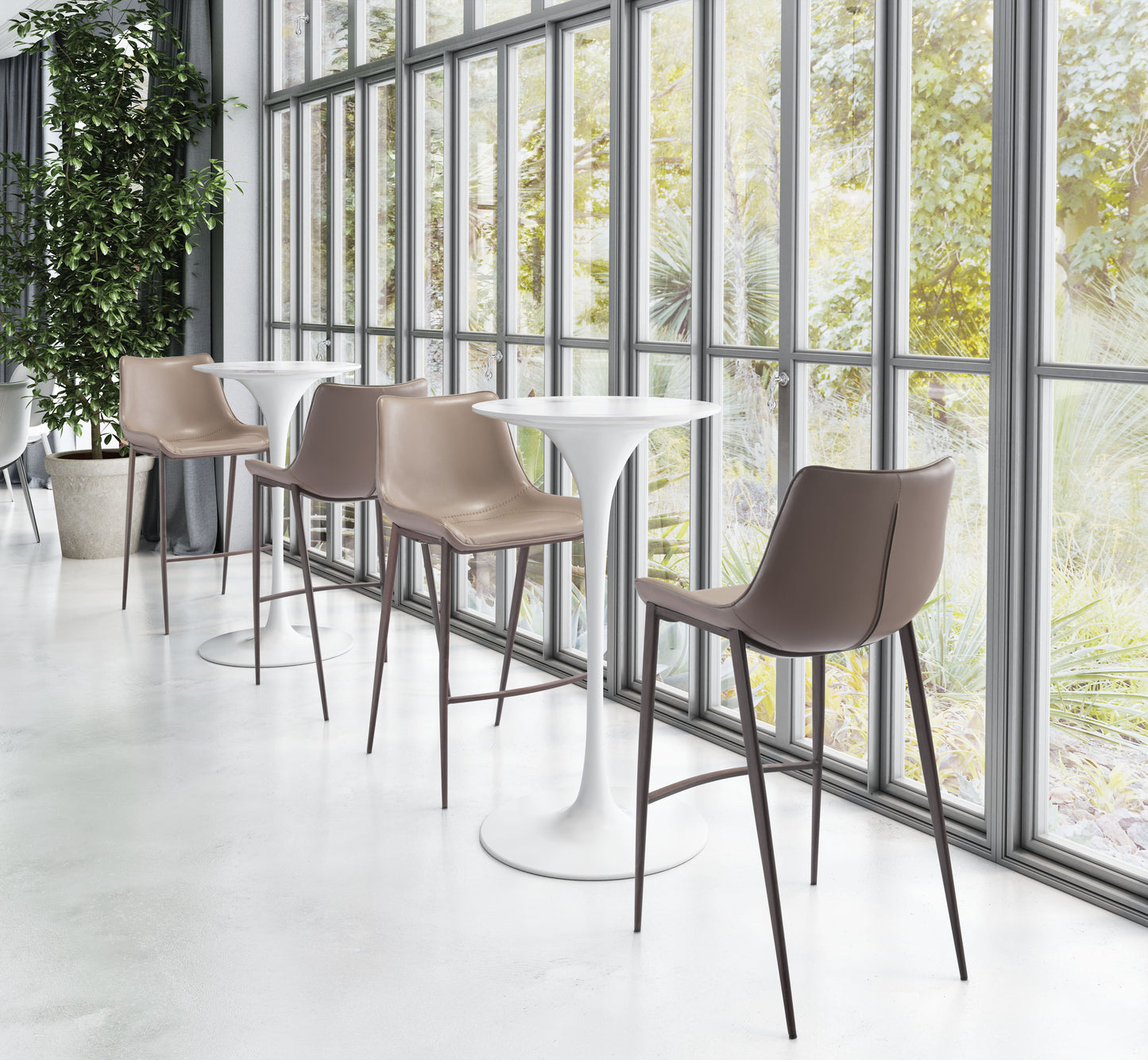 Magnus Barstool (Set of 2) Brown & Walnut - Disselt Designs