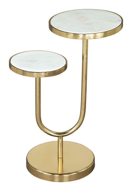 Marc Side Table White & Gold - Disselt Designs