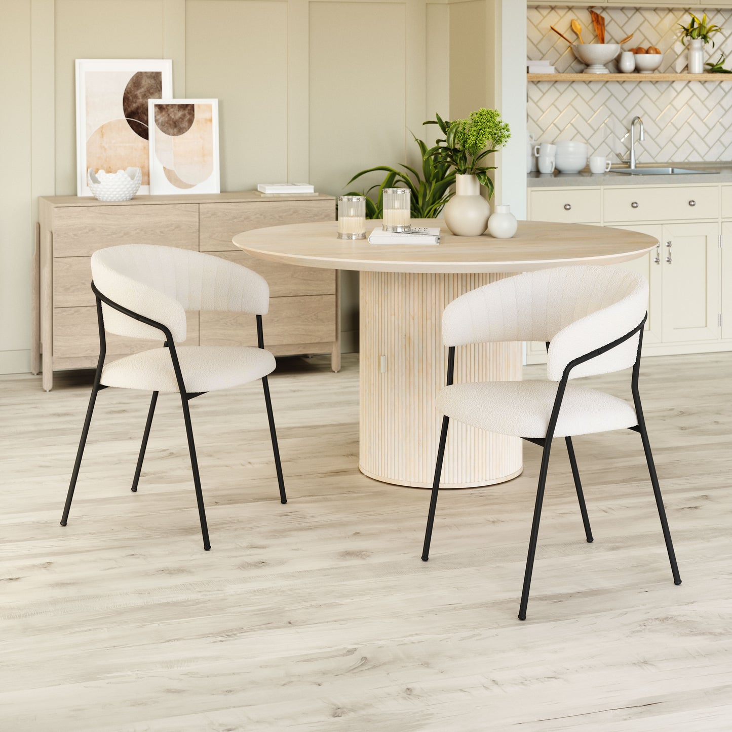 Josephine Dining Chair (Set of 2) Cream - Disselt Designs